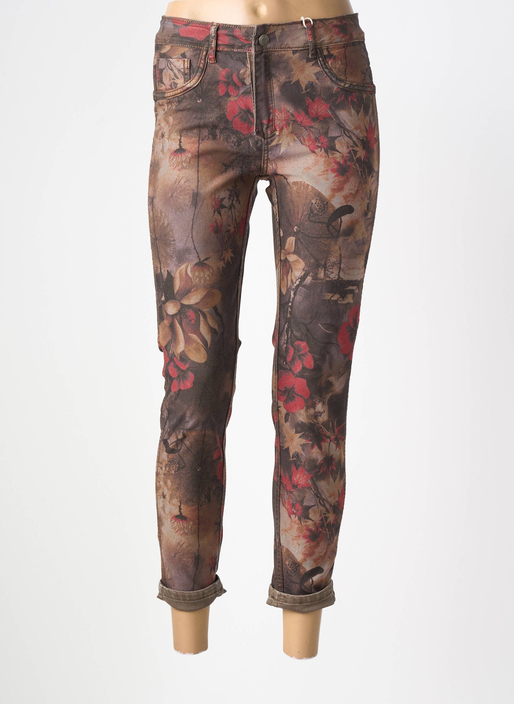 Pantalon slim stretch taille normale vert MAISON ONADO femme