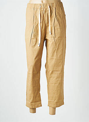 Pantalon 7/8 taille élastique taille normale marron WORLD FASHION femme