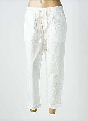 Pantalon 7/8 taille élastique taille normale blanc WORLD FASHION femme