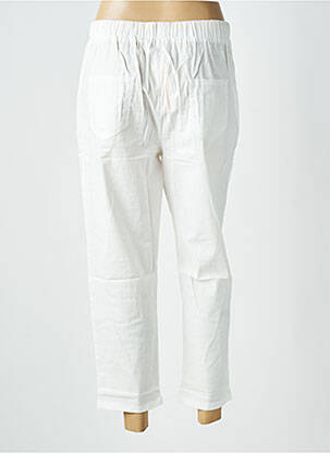 Pantalon 7/8 taille élastique taille normale blanc WORLD FASHION femme