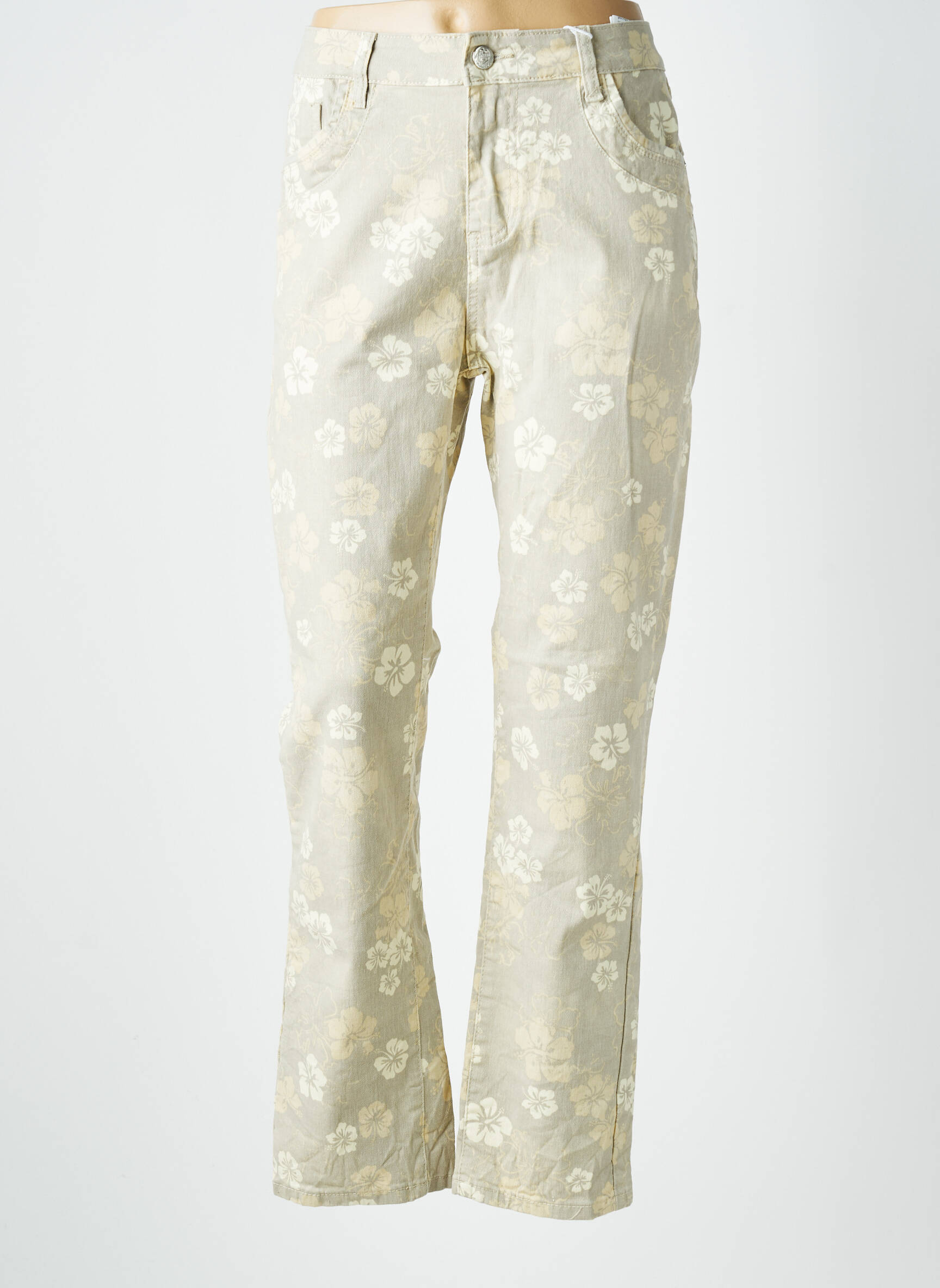 Jeans coupe slim tissage brut taille normale beige KAROSTAR femme