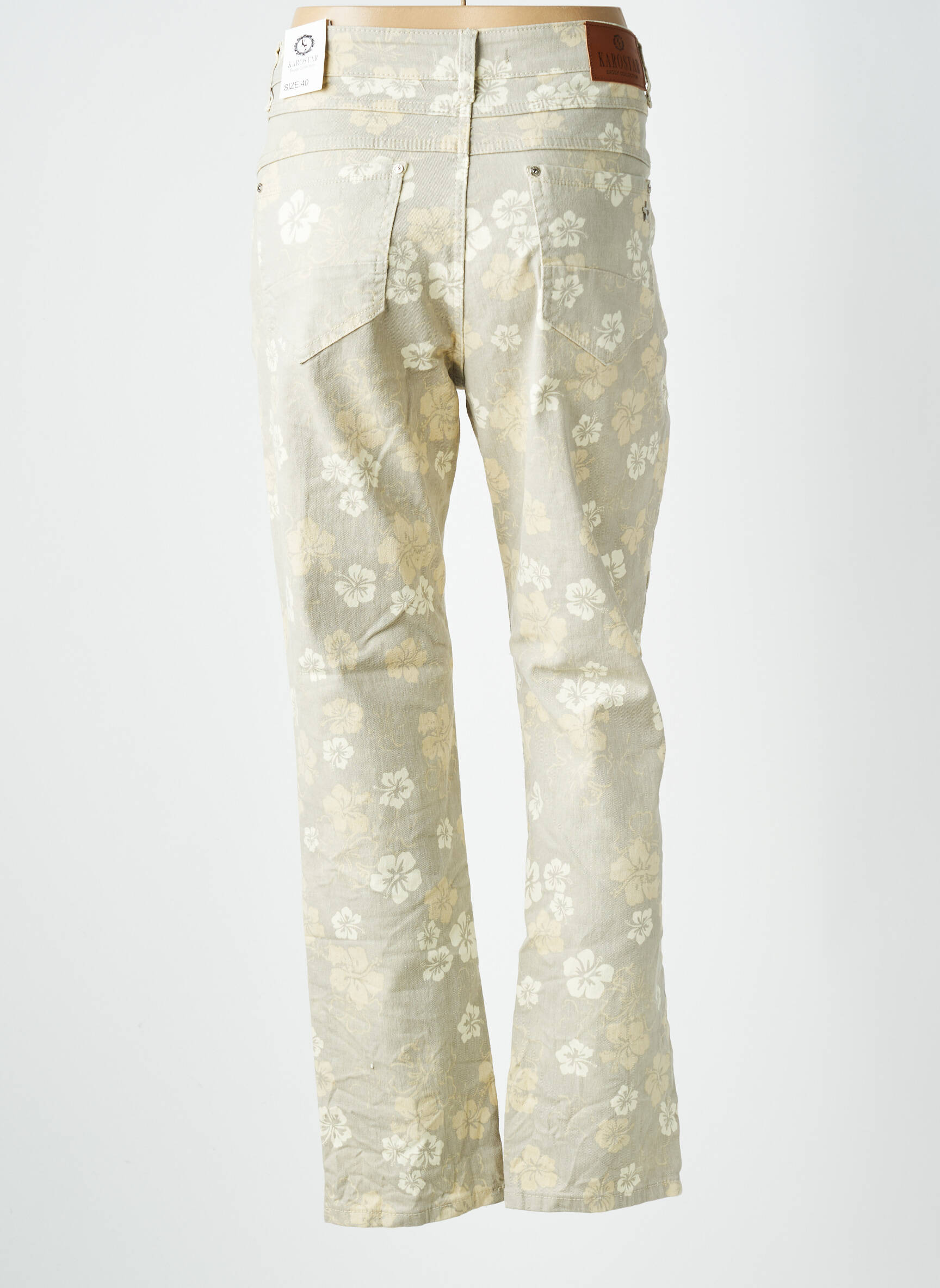 Jeans coupe slim tissage brut taille normale beige KAROSTAR femme
