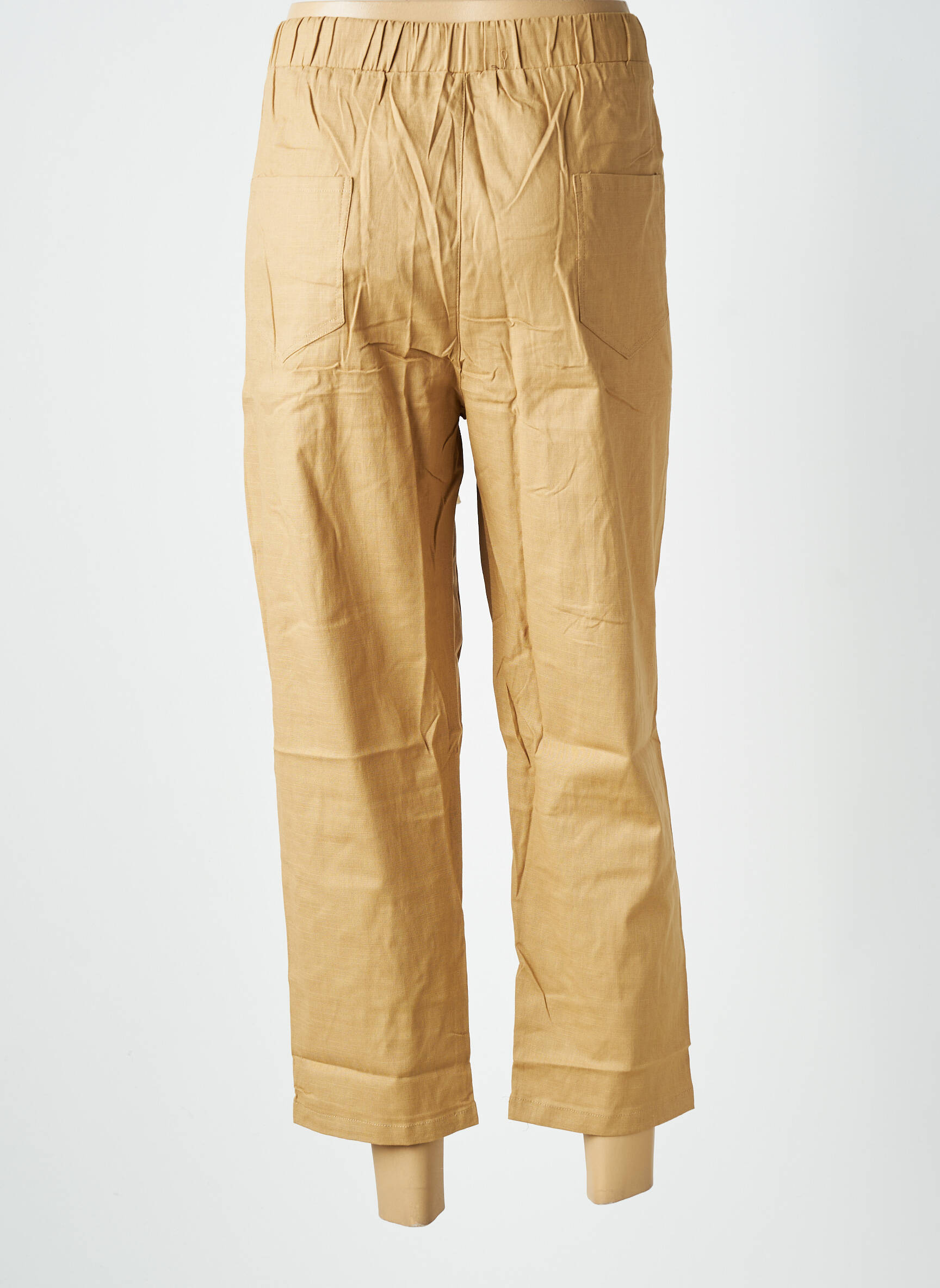 Pantalon 7/8 taille élastique taille normale marron WORLD FASHION femme