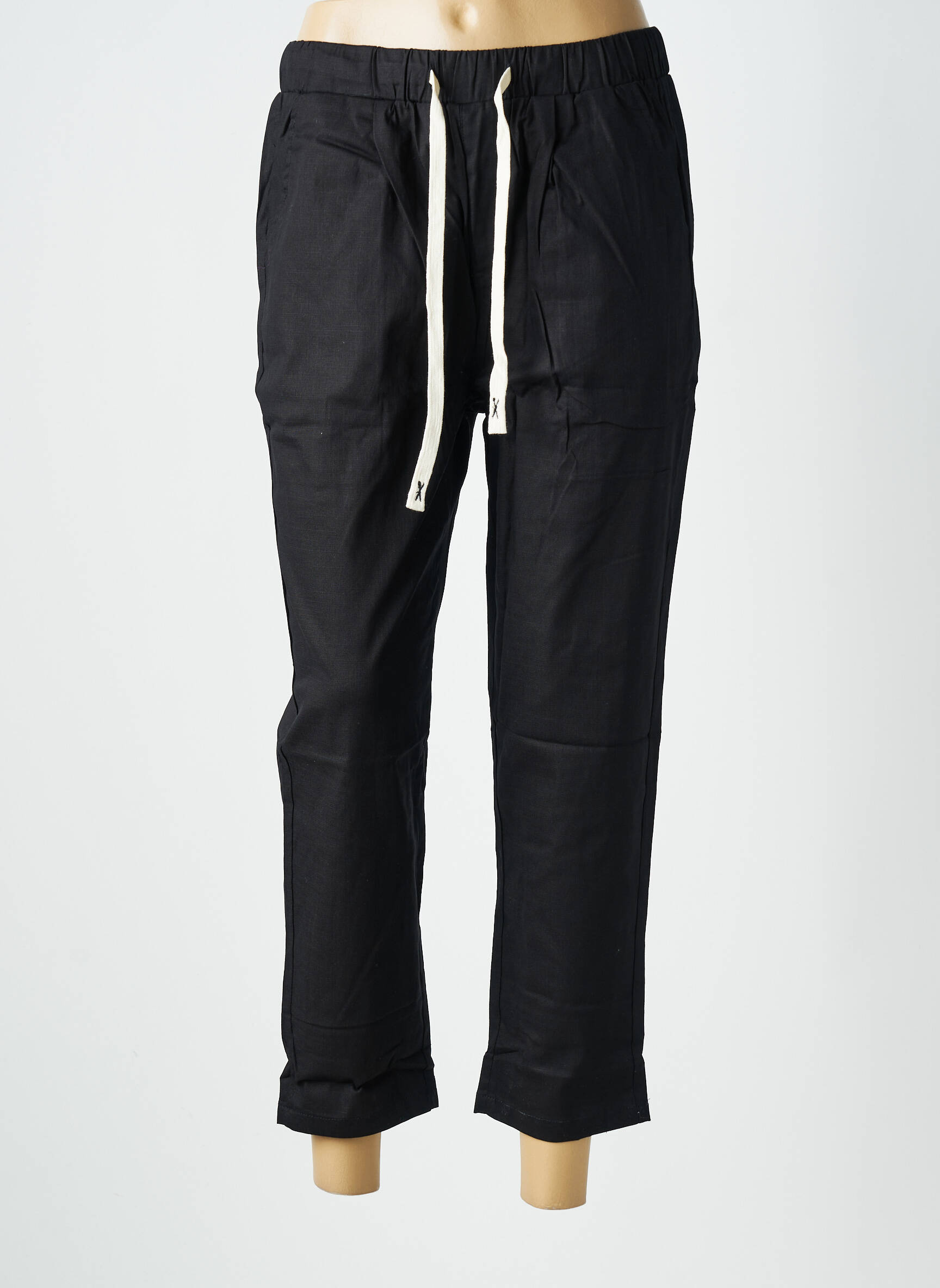 Pantalon 7/8 taille élastique taille normale noir WORLD FASHION femme