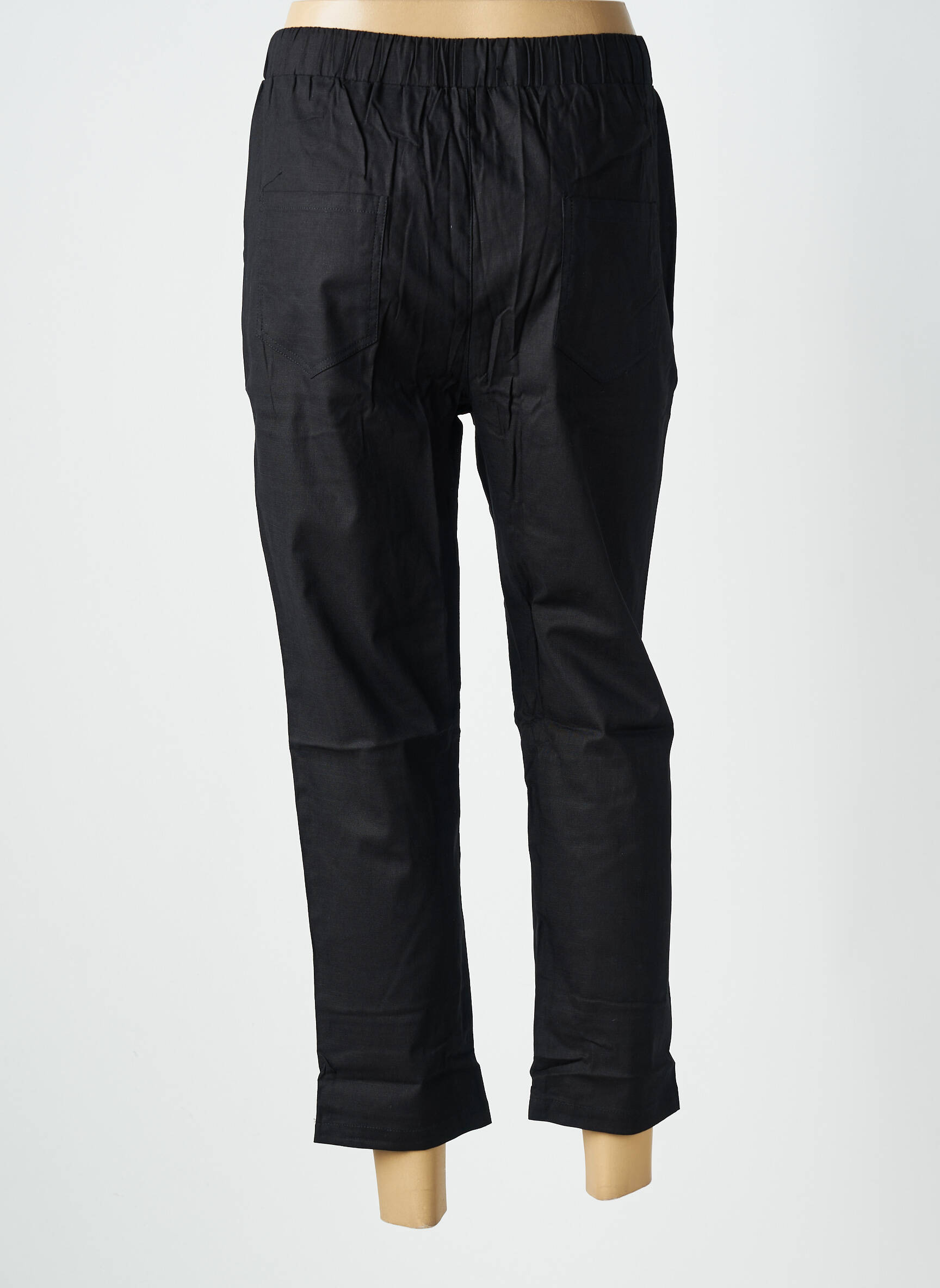 Pantalon 7/8 taille élastique taille normale noir WORLD FASHION femme