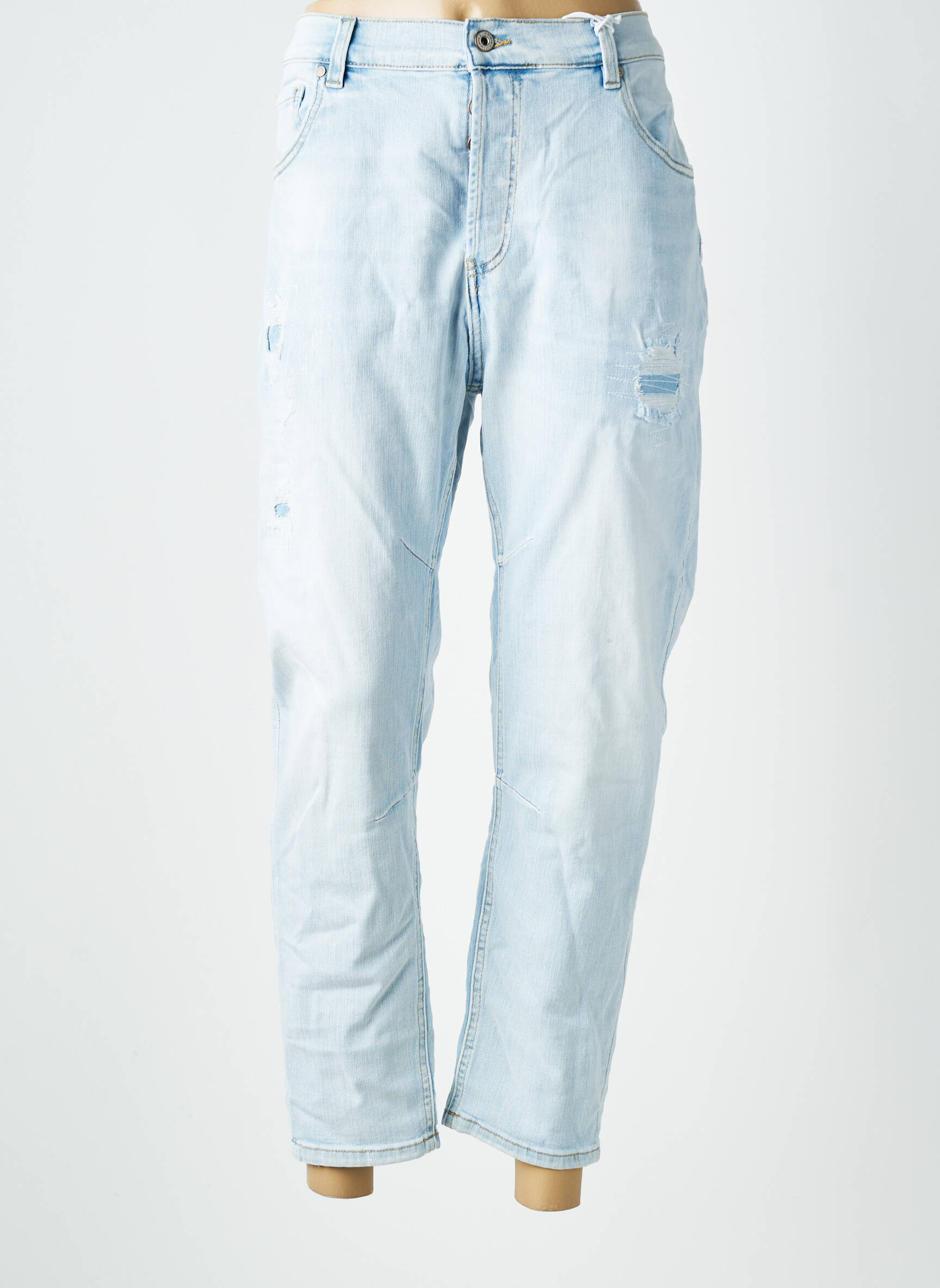 Jean coupe mom effet usé taille normale bleu S.WOMAN femme