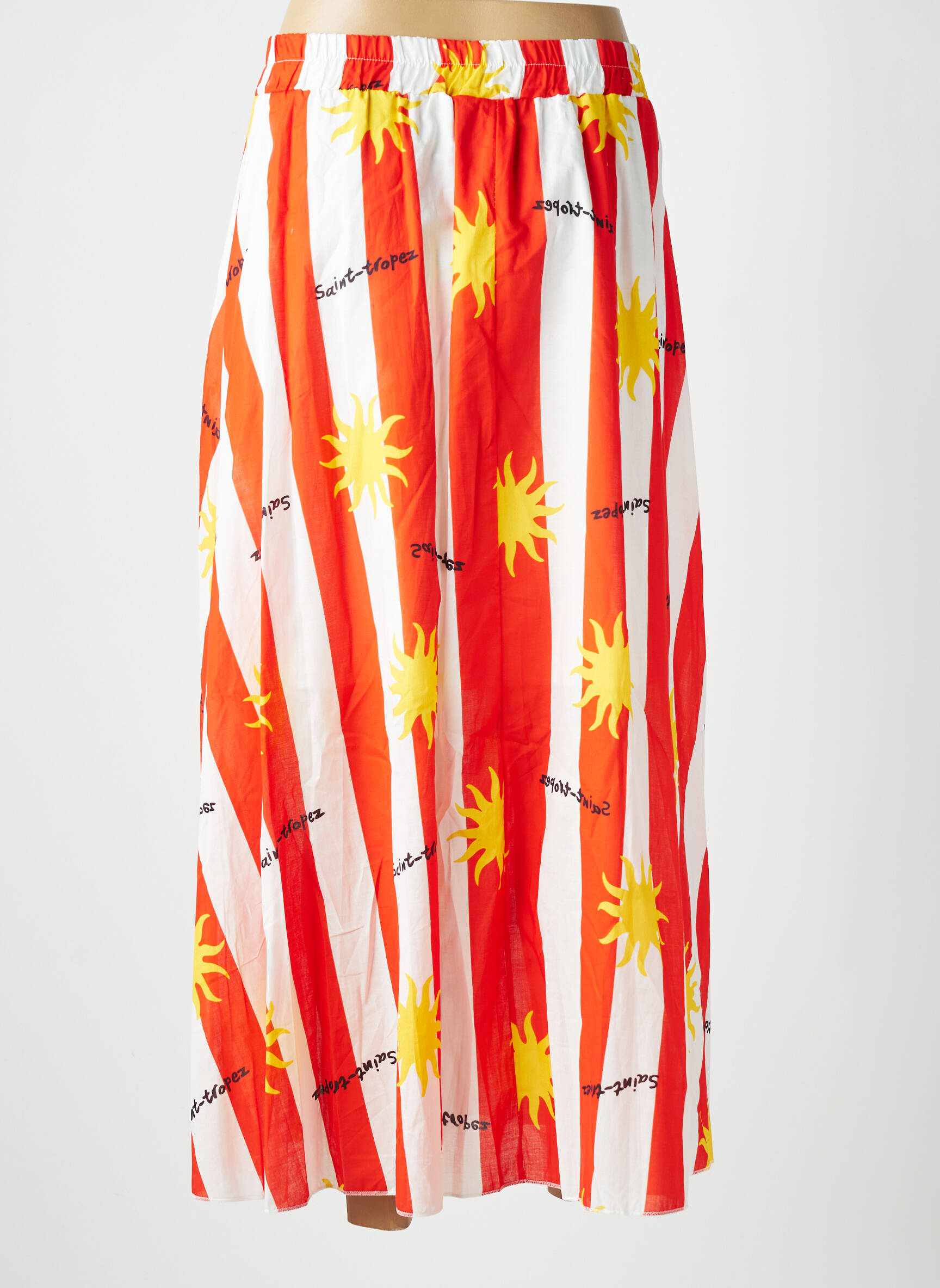Jupe longue coupe fluide rouge APRIL VINTAGE femme