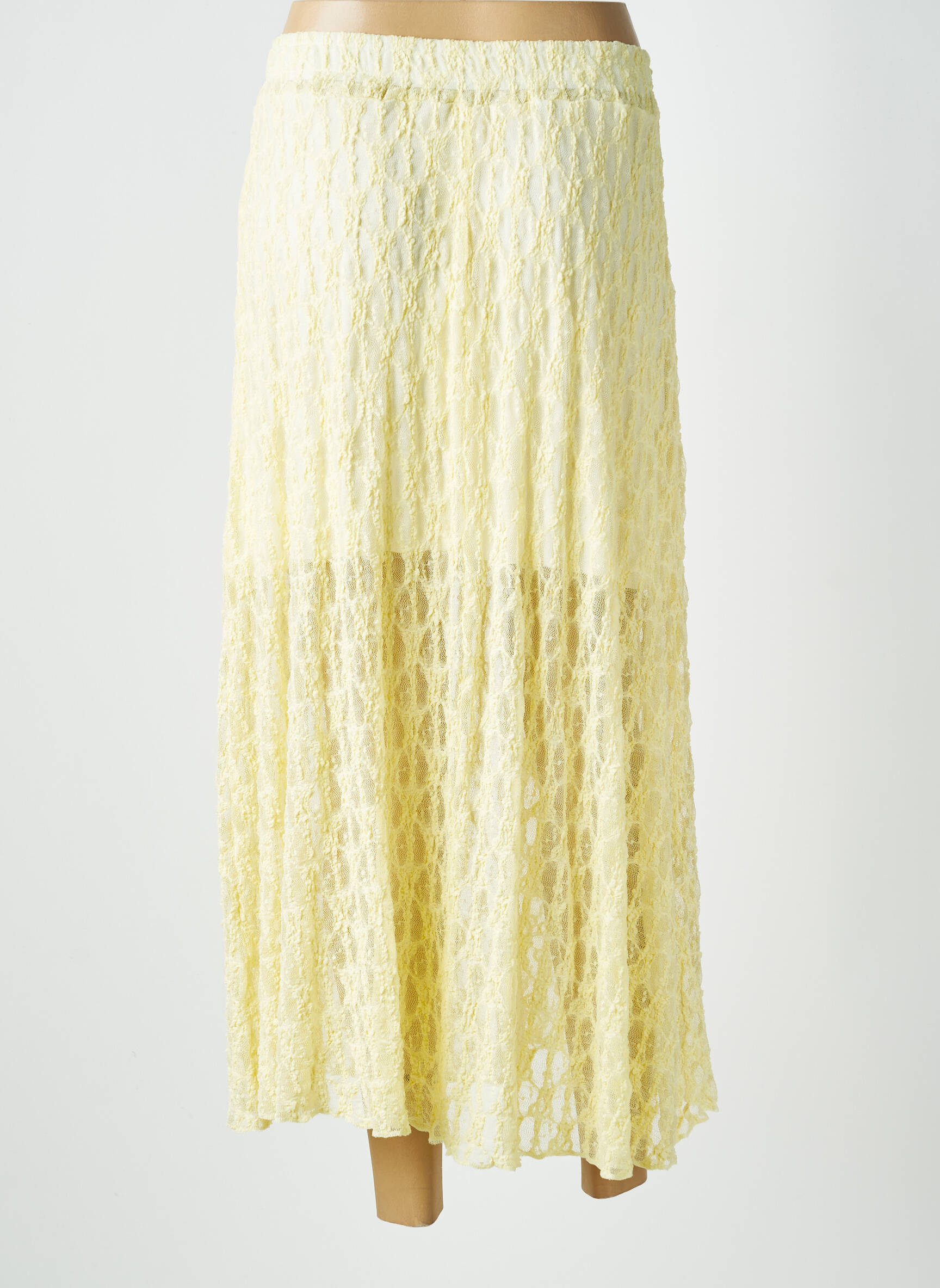 Jupe longue coupe fluide jaune MADE IN ITALY femme