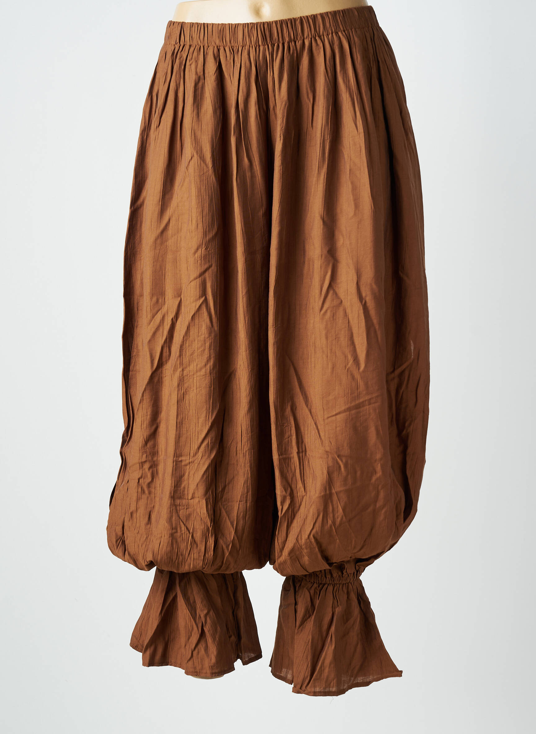 Pantalon large tissage popeline taille normale marron LOVIKA femme