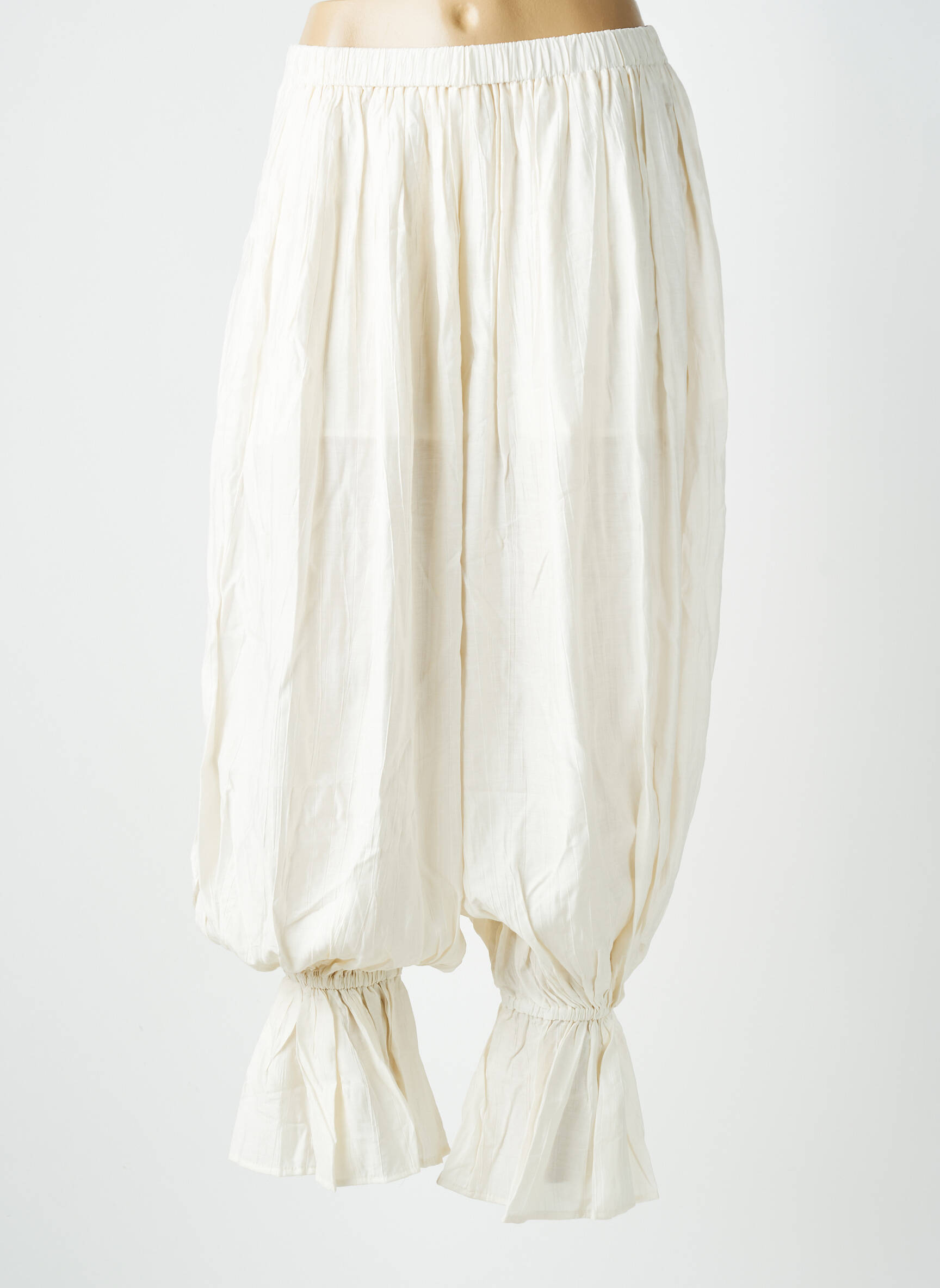 Pantalon large tissage popeline taille normale beige LOVIKA femme