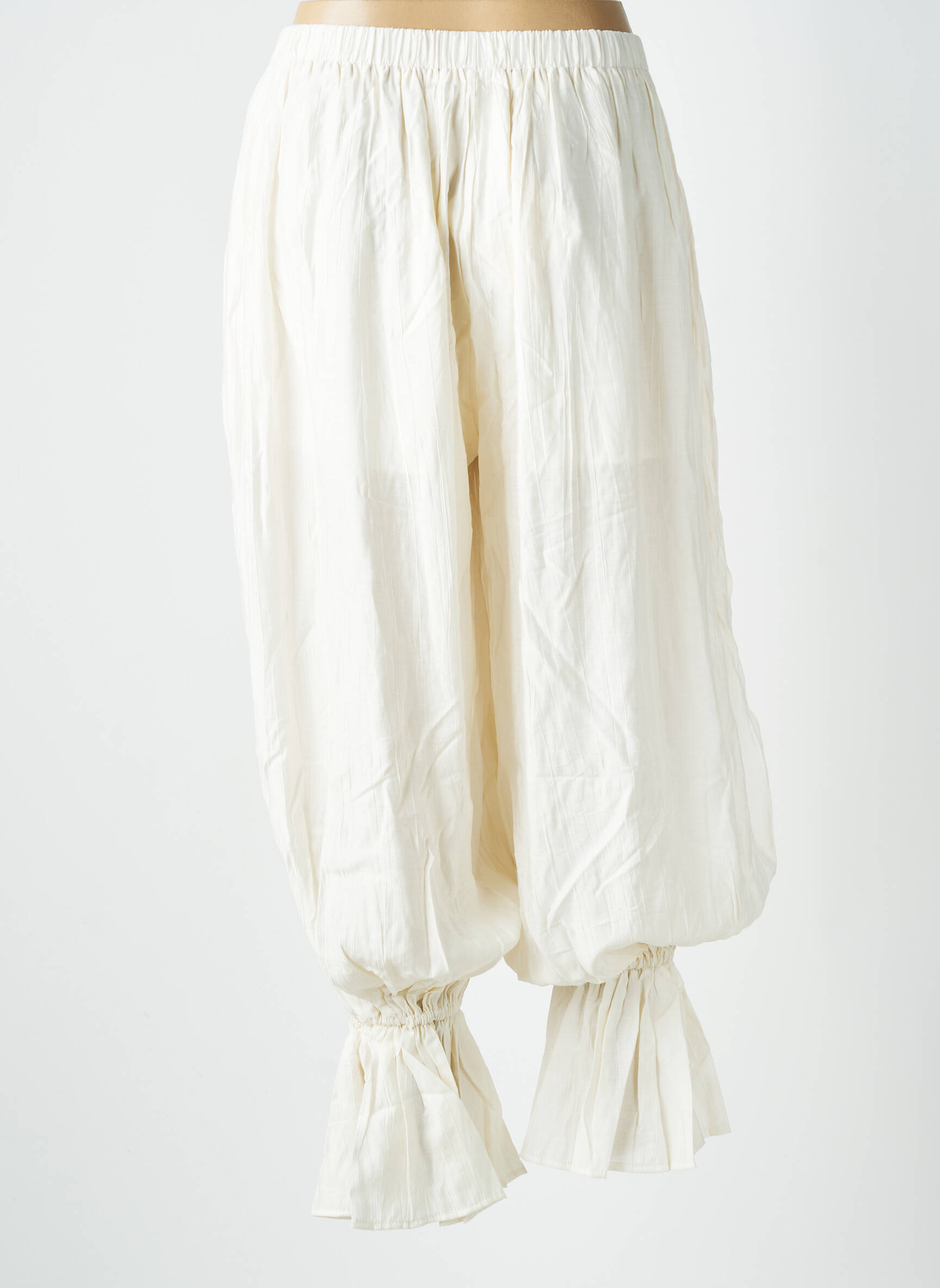 Pantalon large tissage popeline taille normale beige LOVIKA femme