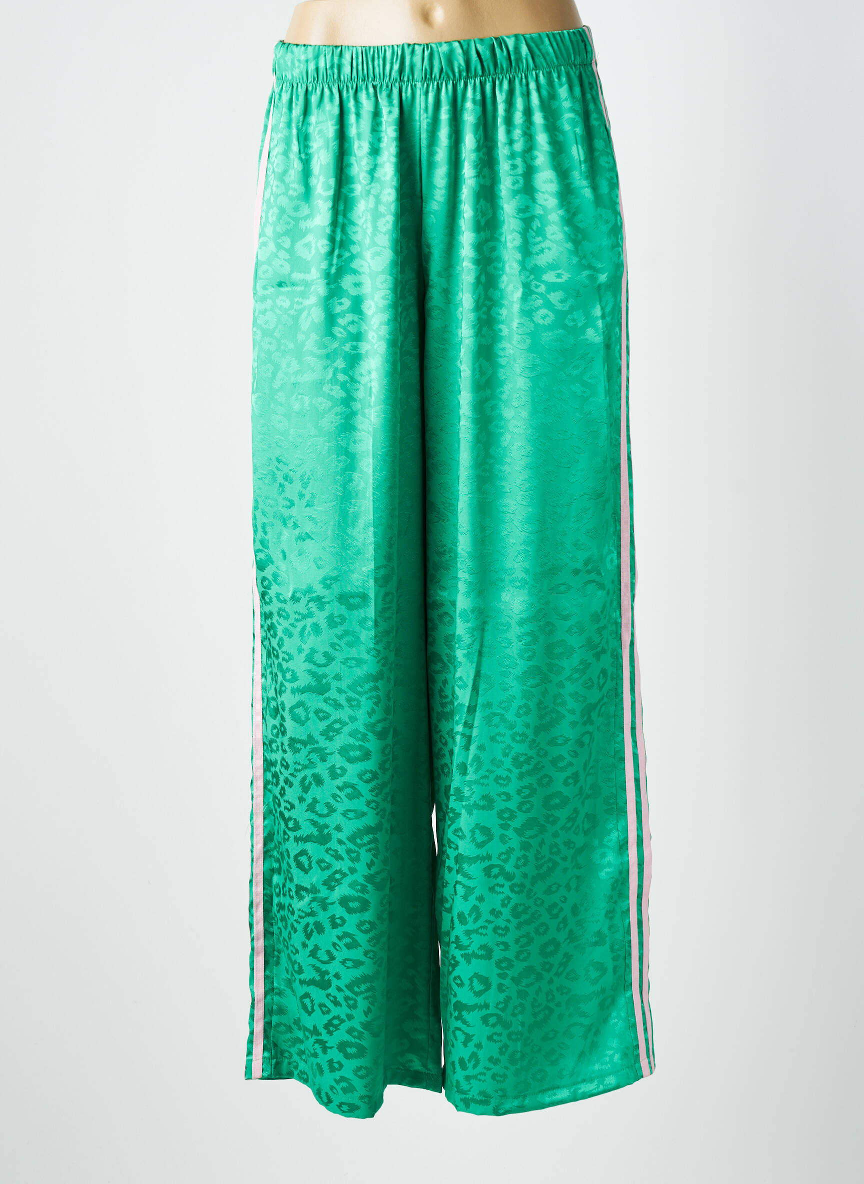 Pantalon large coupe fluide taille normale vert AMY&CLO femme