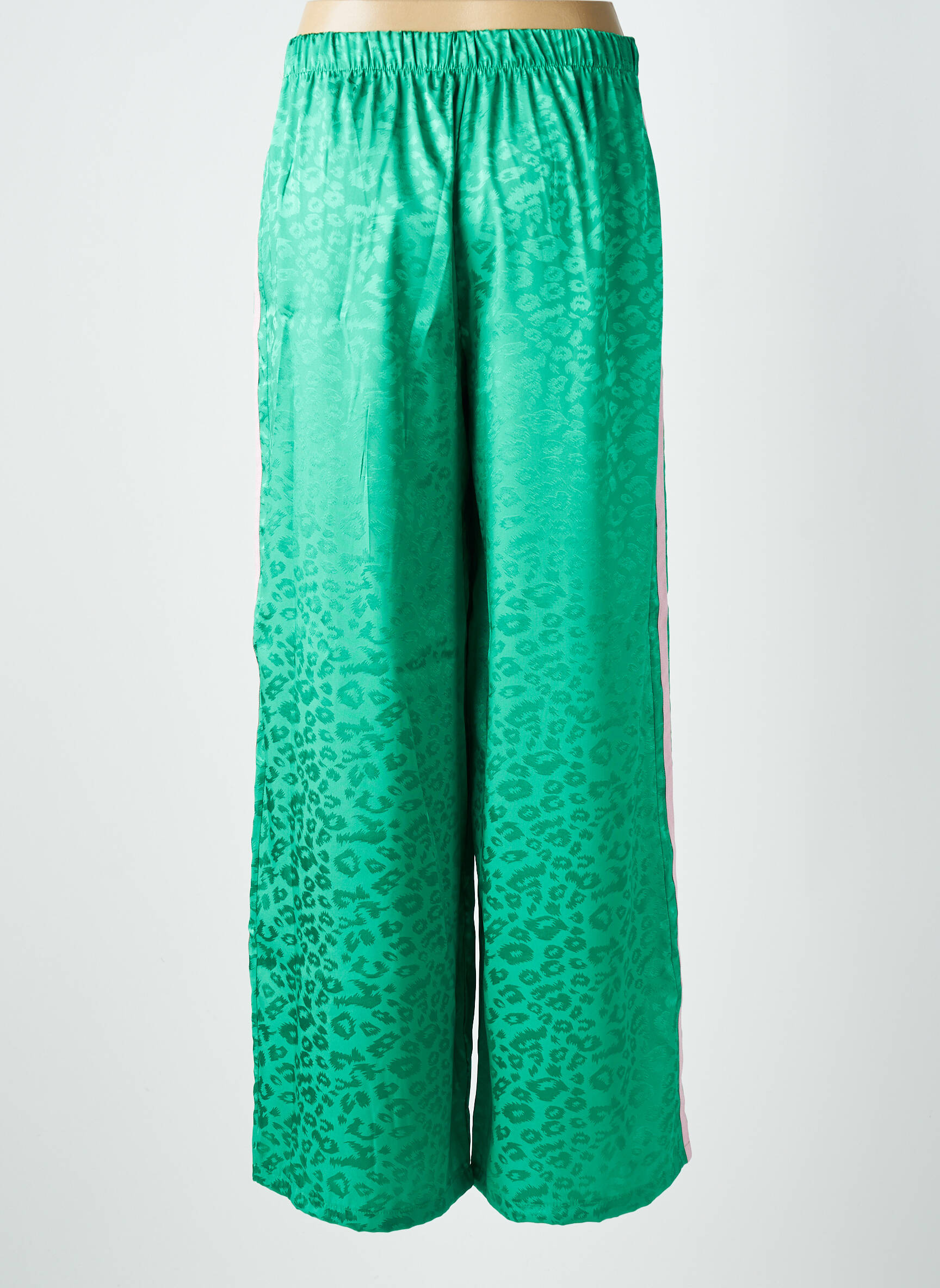 Pantalon large coupe fluide taille normale vert AMY&CLO femme