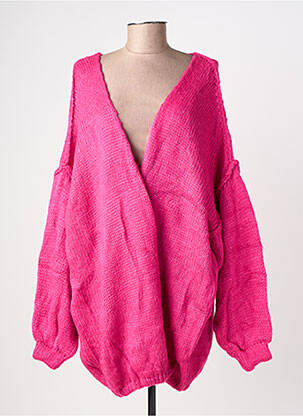 Gilet manches longues manches longues rose TRICOT STATION femme