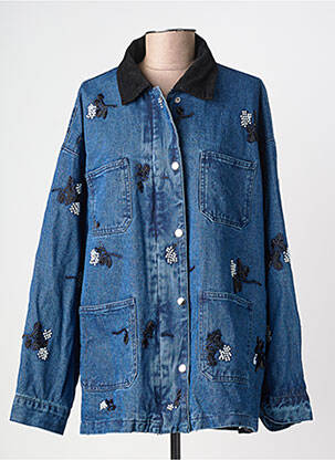 Veste casual poignets boutonnés avec fente bleu MINA ROSA femme