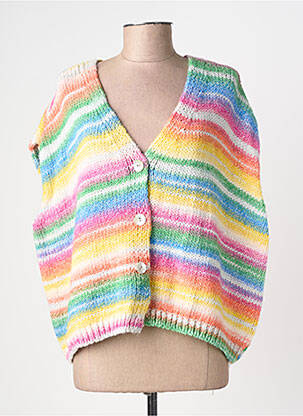 Gilet sans manche fermeture boutonnée sur le devant jaune APRIL VINTAGE femme