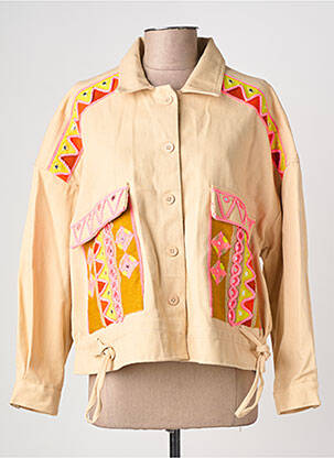 Veste casual poignets boutonnés avec fente beige BIANCA femme