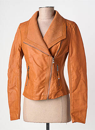 Veste simili cuir poches marron SOFTY femme