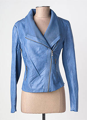 Veste simili cuir poches bleu fonce SOFTY femme