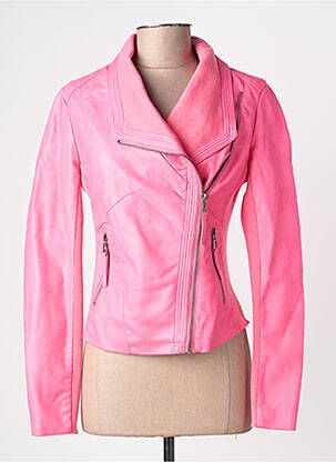 Veste simili cuir poches rose SOFTY femme