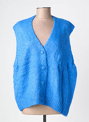 Gilet sans manche coupe droite bleu MINA ROSA femme