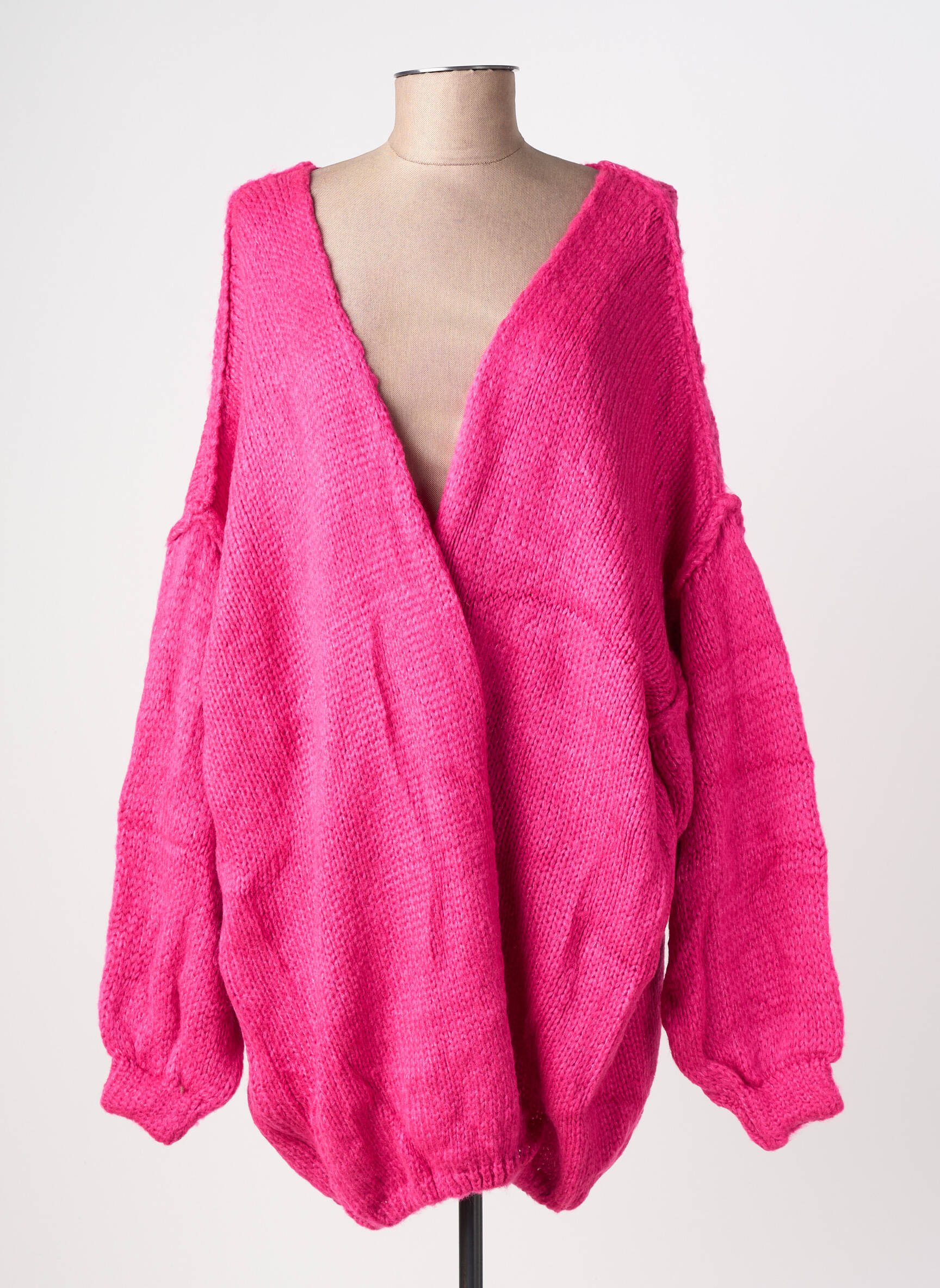 Gilet manches longues manches longues rose TRICOT STATION femme