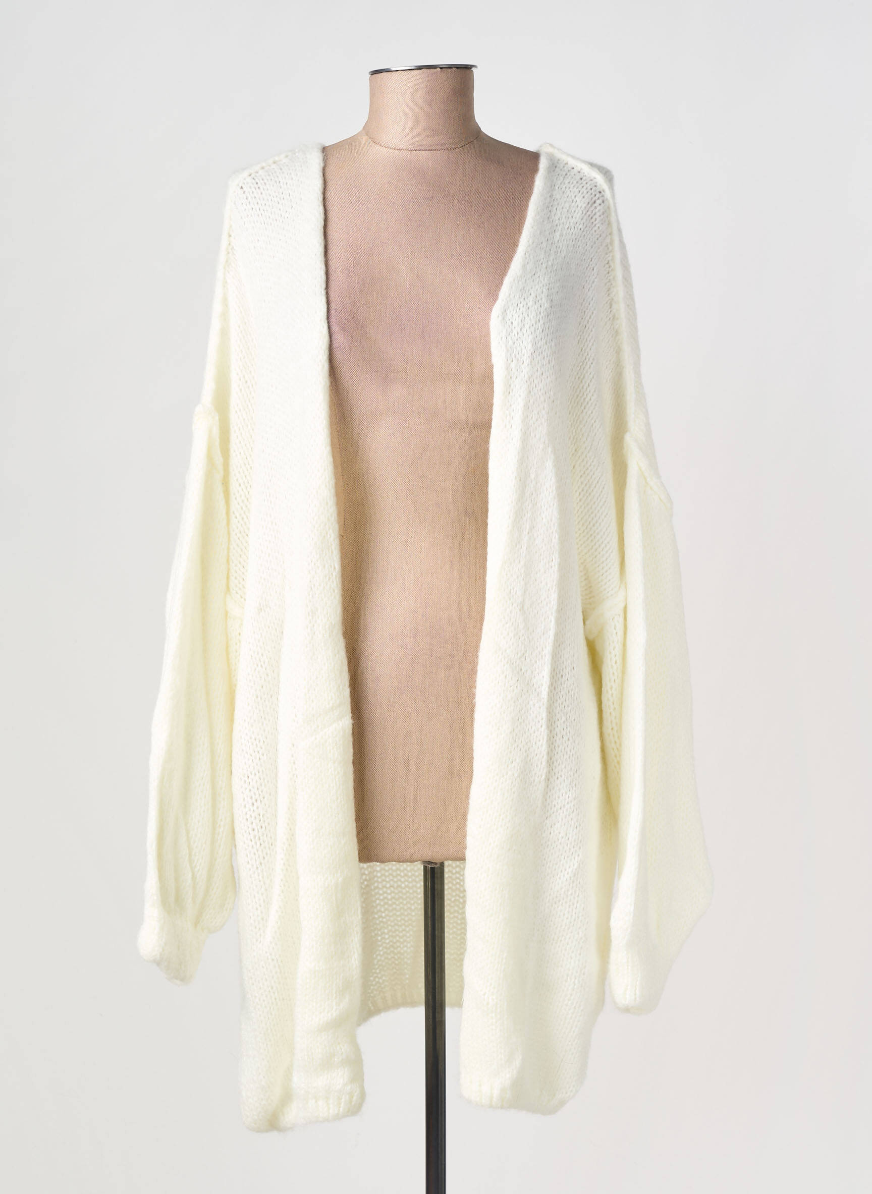 Gilet manches longues manches longues blanc TRICOT STATION femme