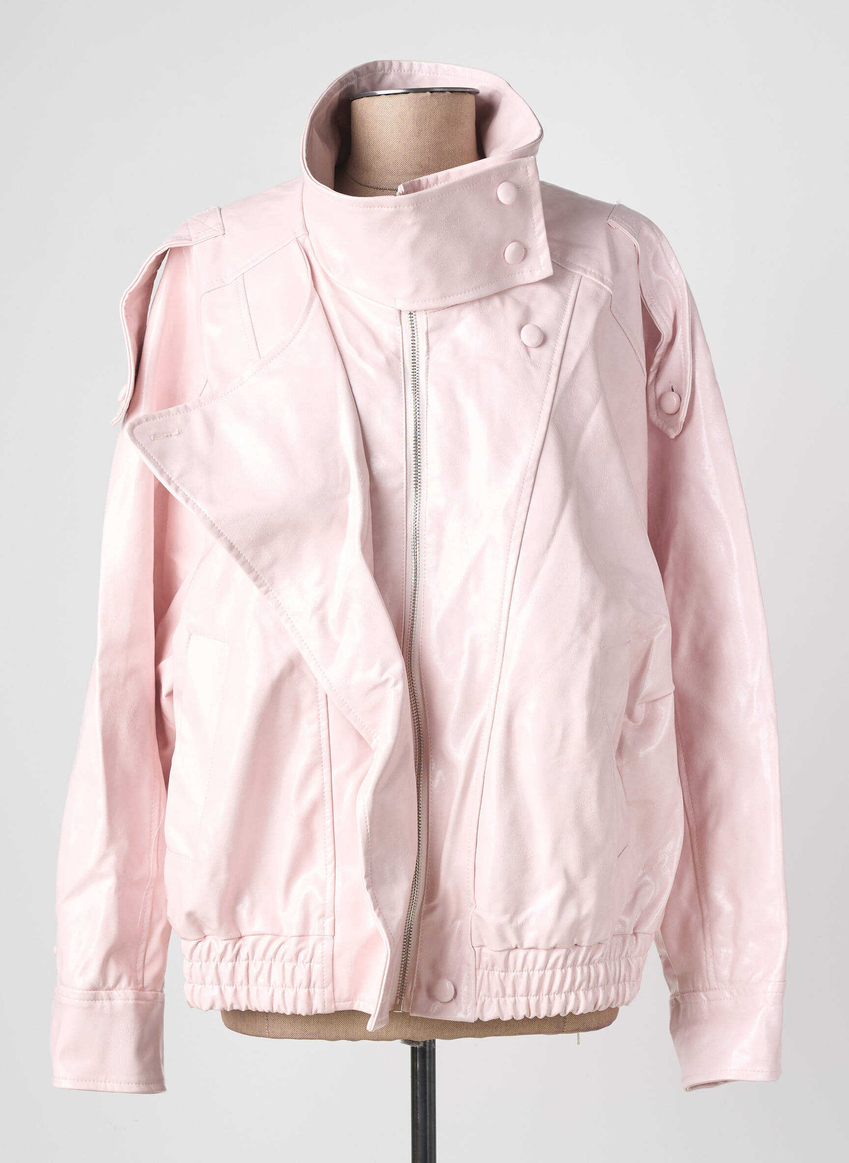 Veste simili cuir manches longues rose INTUITION femme