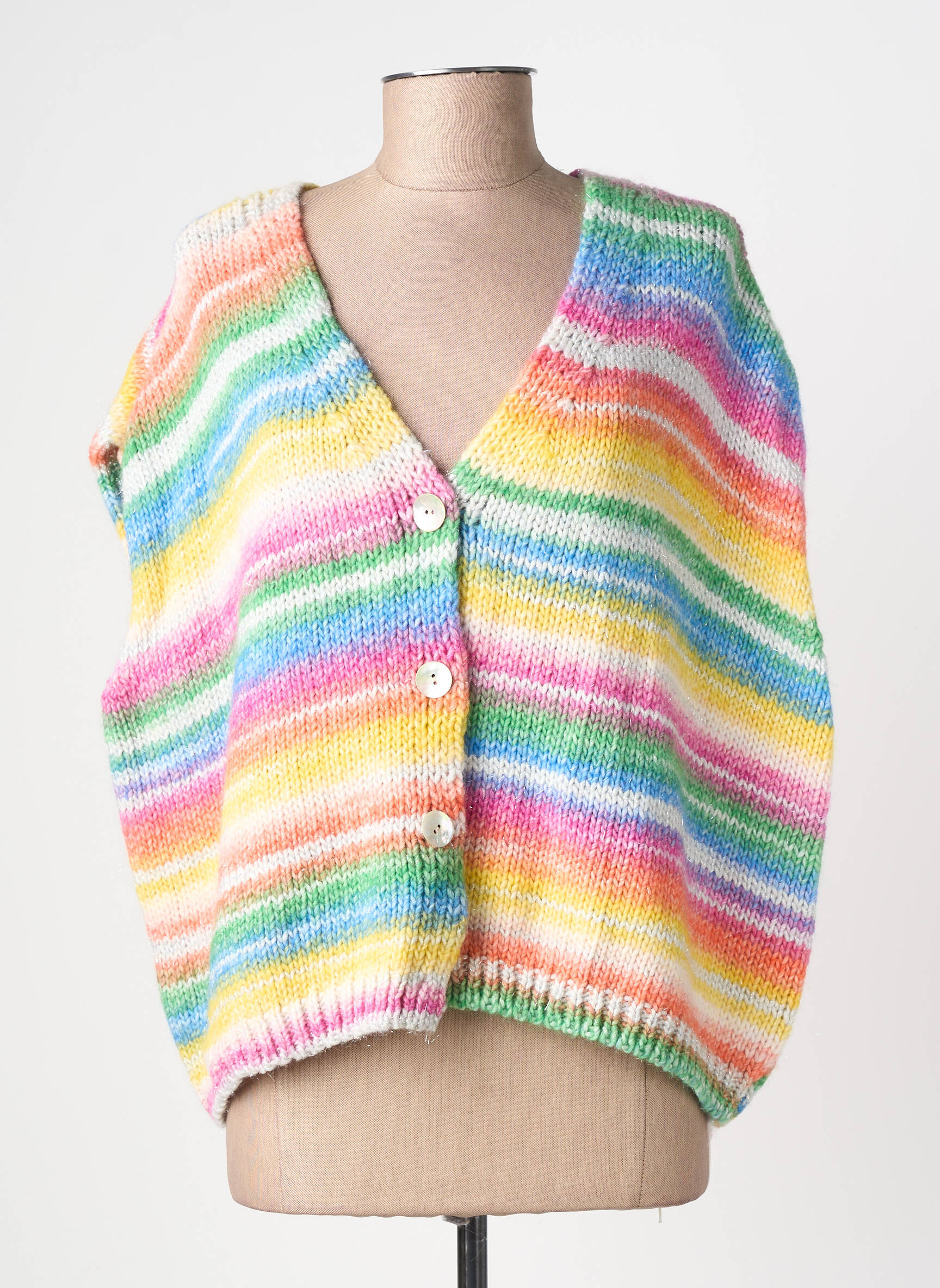 Gilet sans manche fermeture boutonnée sur le devant jaune APRIL VINTAGE femme