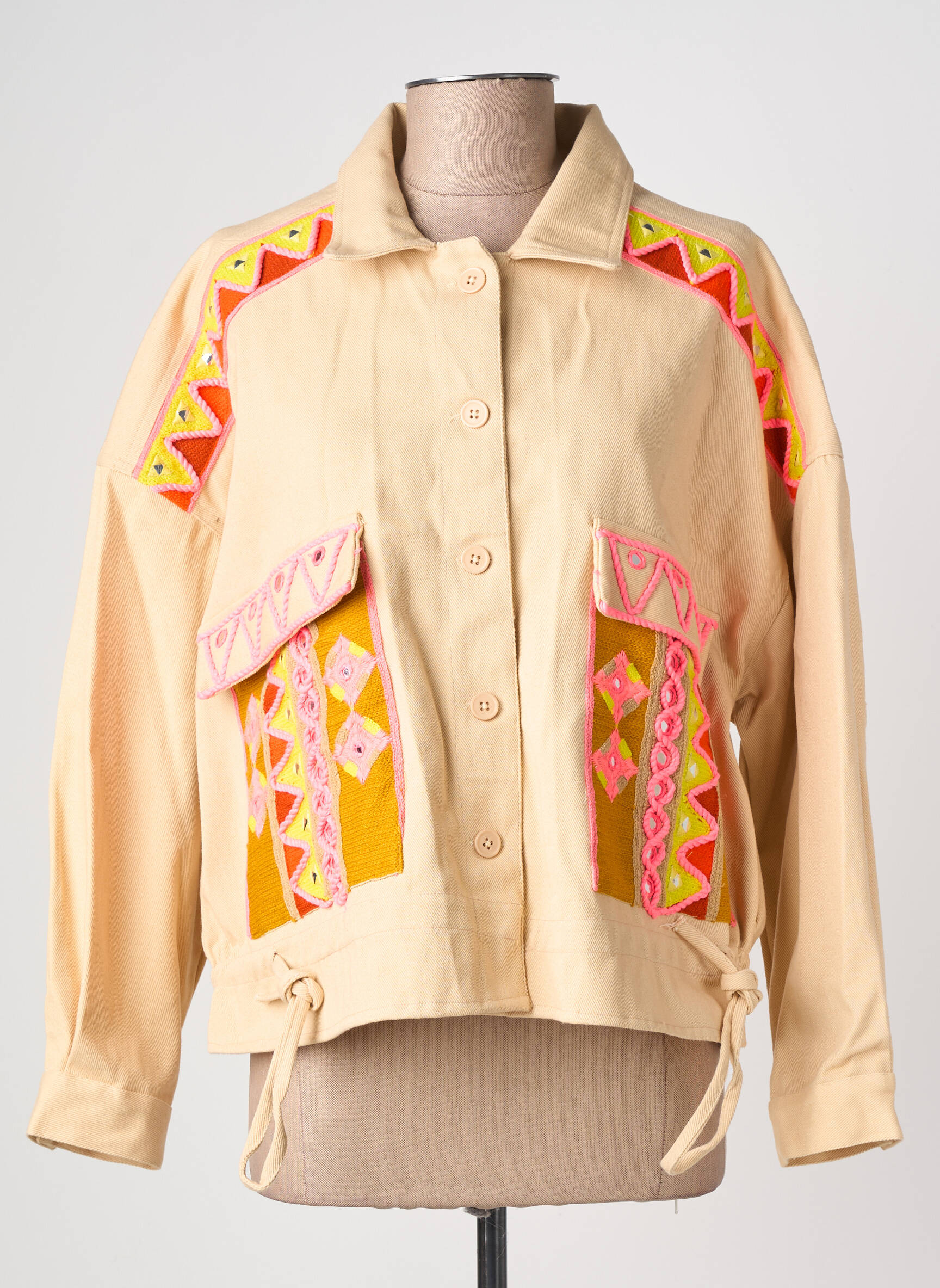 Veste casual poignets boutonnés avec fente beige BIANCA femme