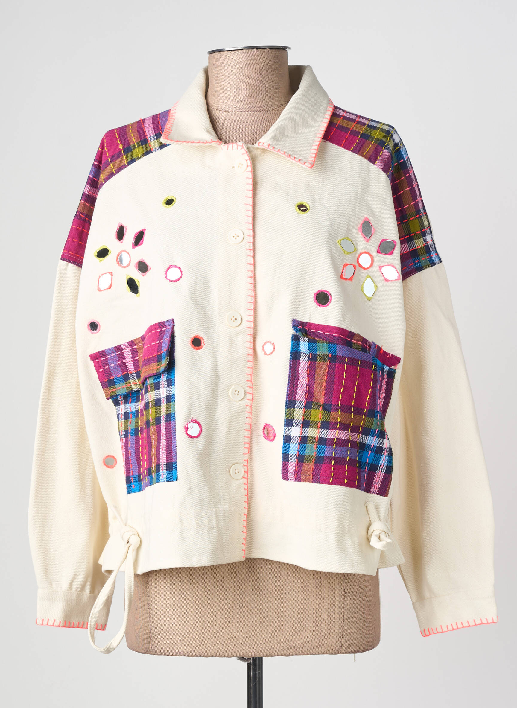Veste casual poignets boutonnés avec fente beige GOLD AND SILVER femme