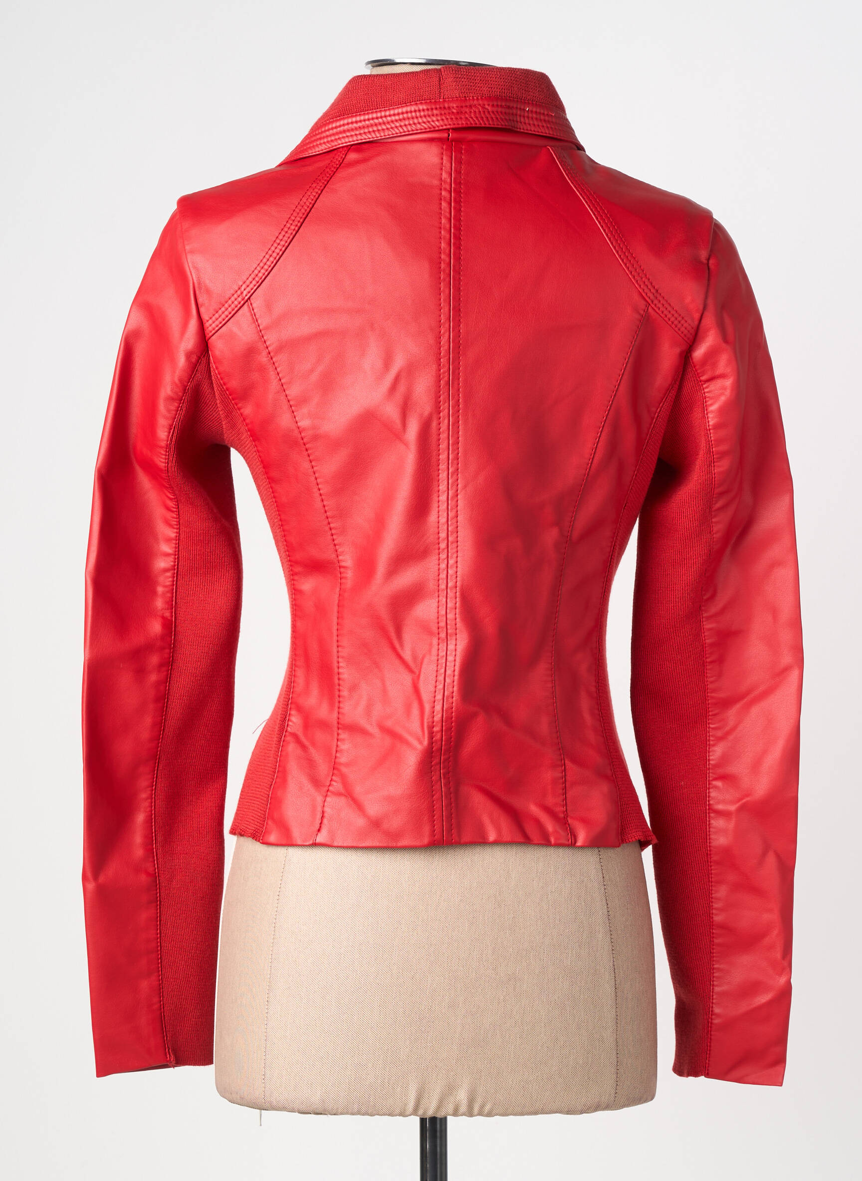 Veste simili cuir poches rouge SOFTY femme