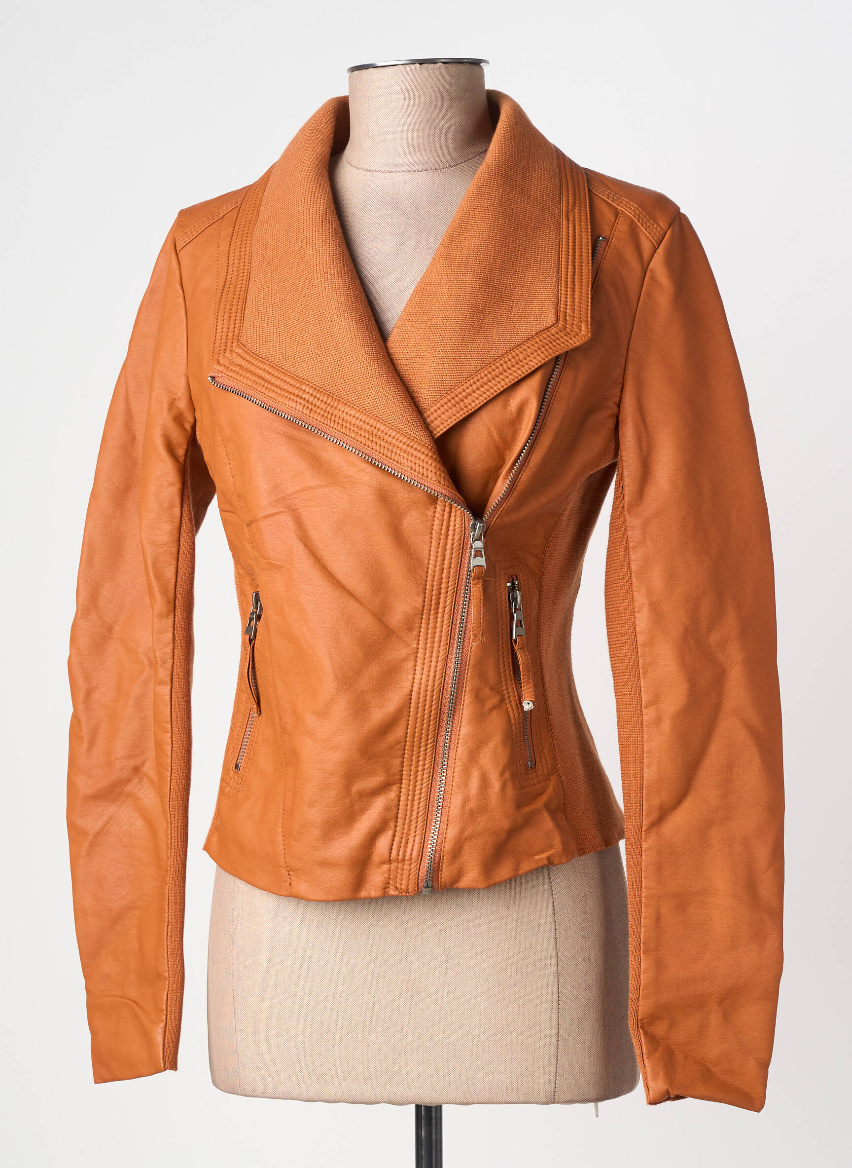 Veste simili cuir poches marron SOFTY femme
