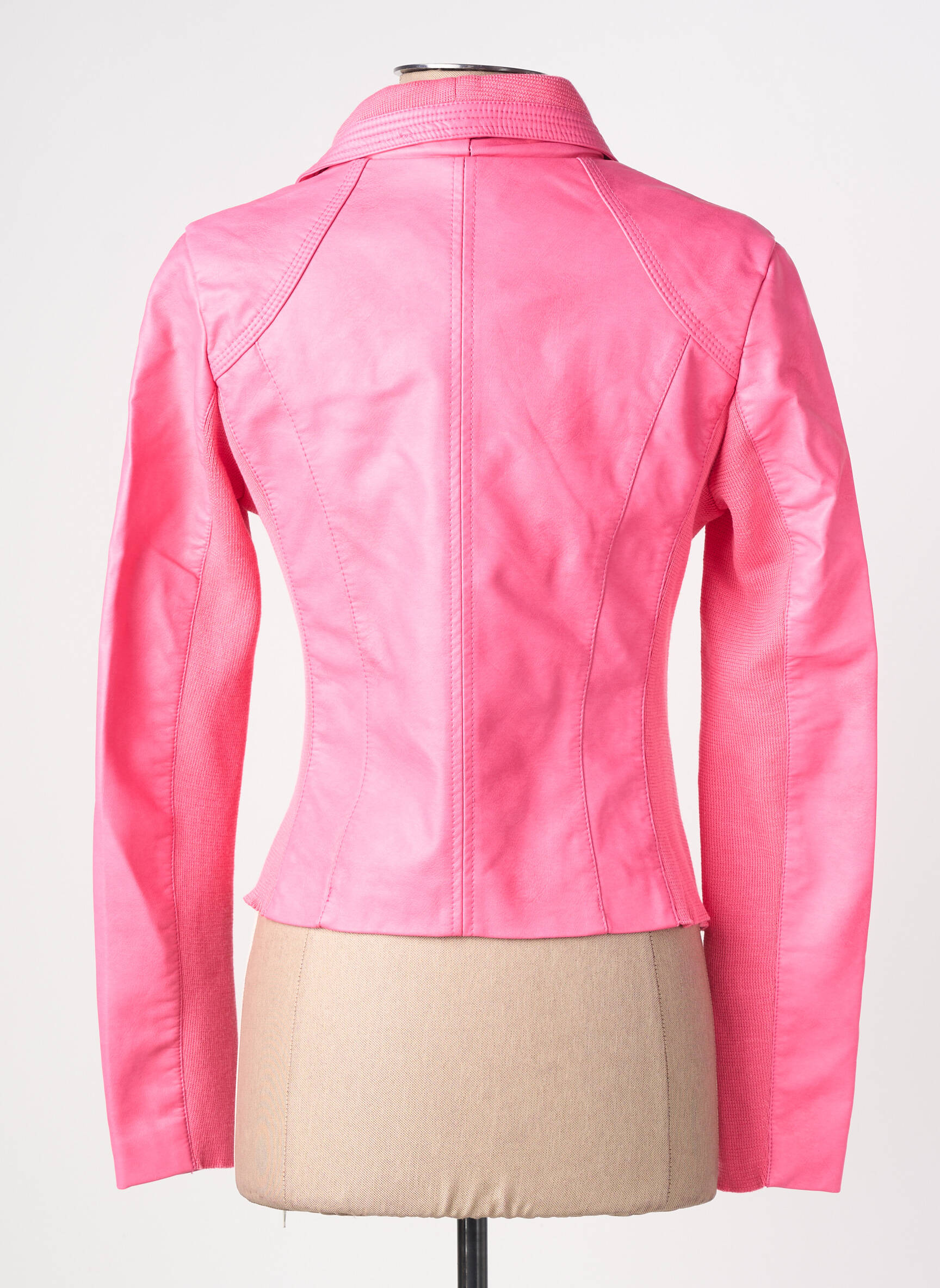 Veste simili cuir poches rose SOFTY femme
