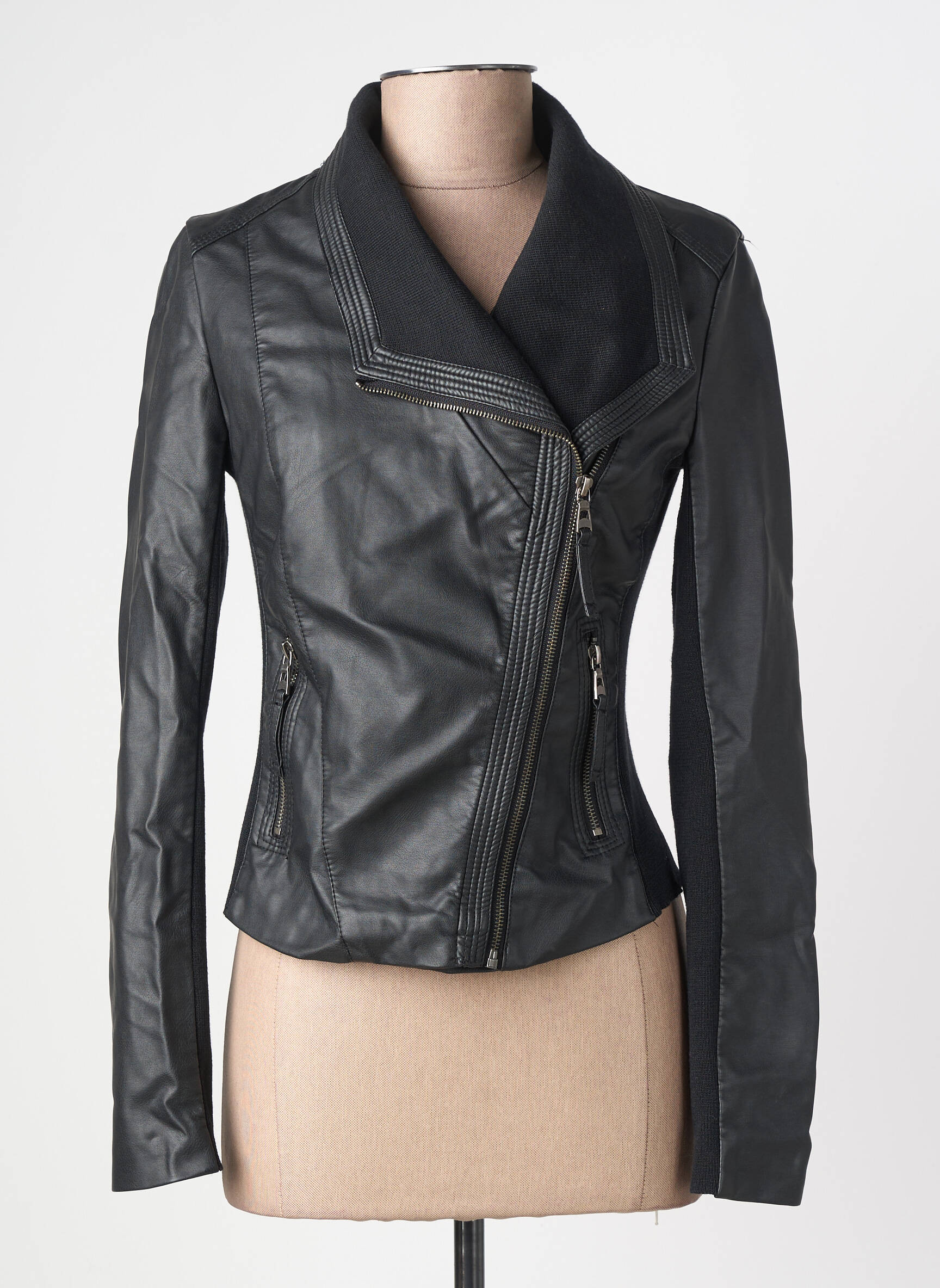 Veste simili cuir poches noir SOFTY femme