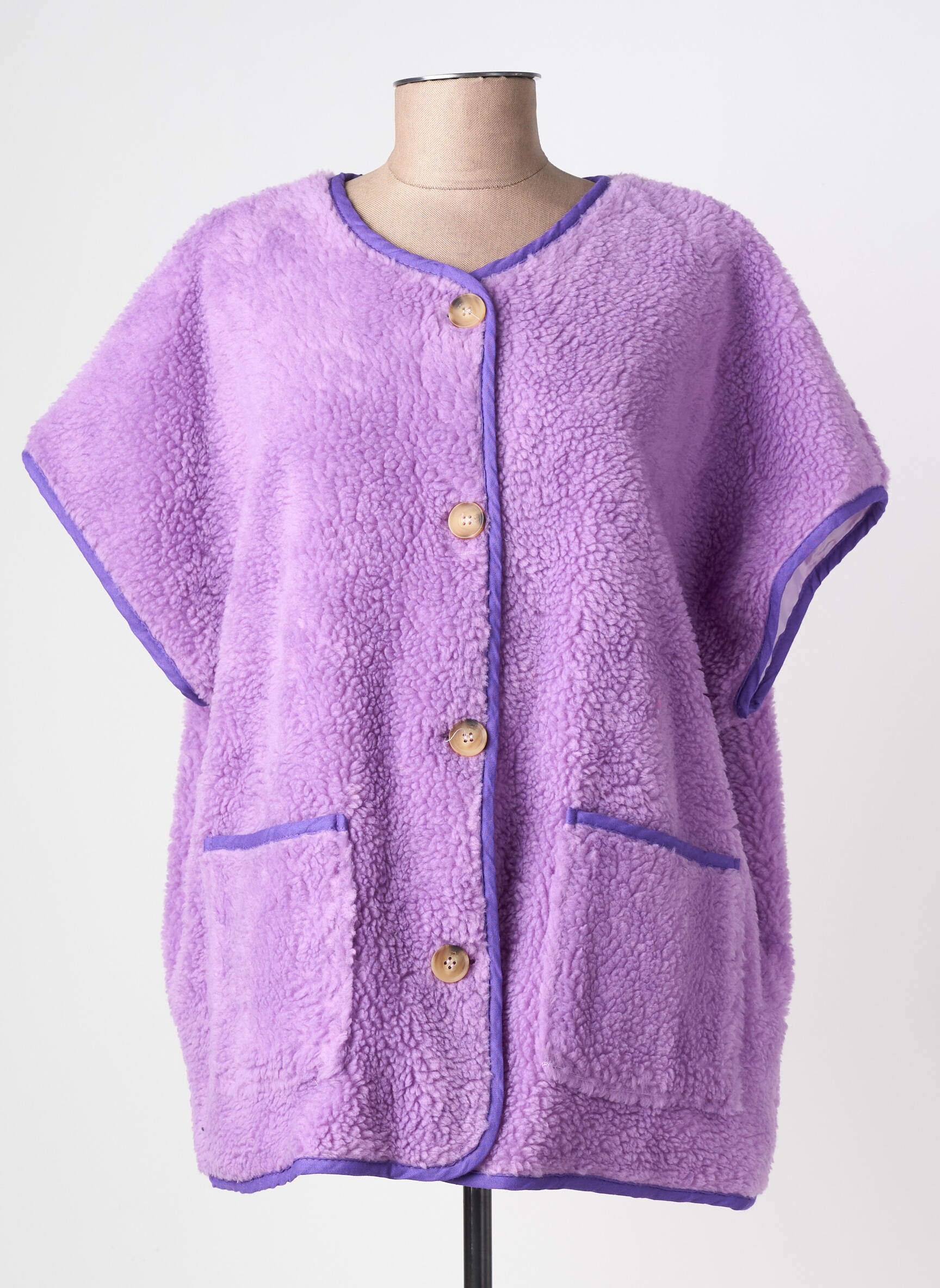 Gilet manches courtes coupe droite violet J&L femme