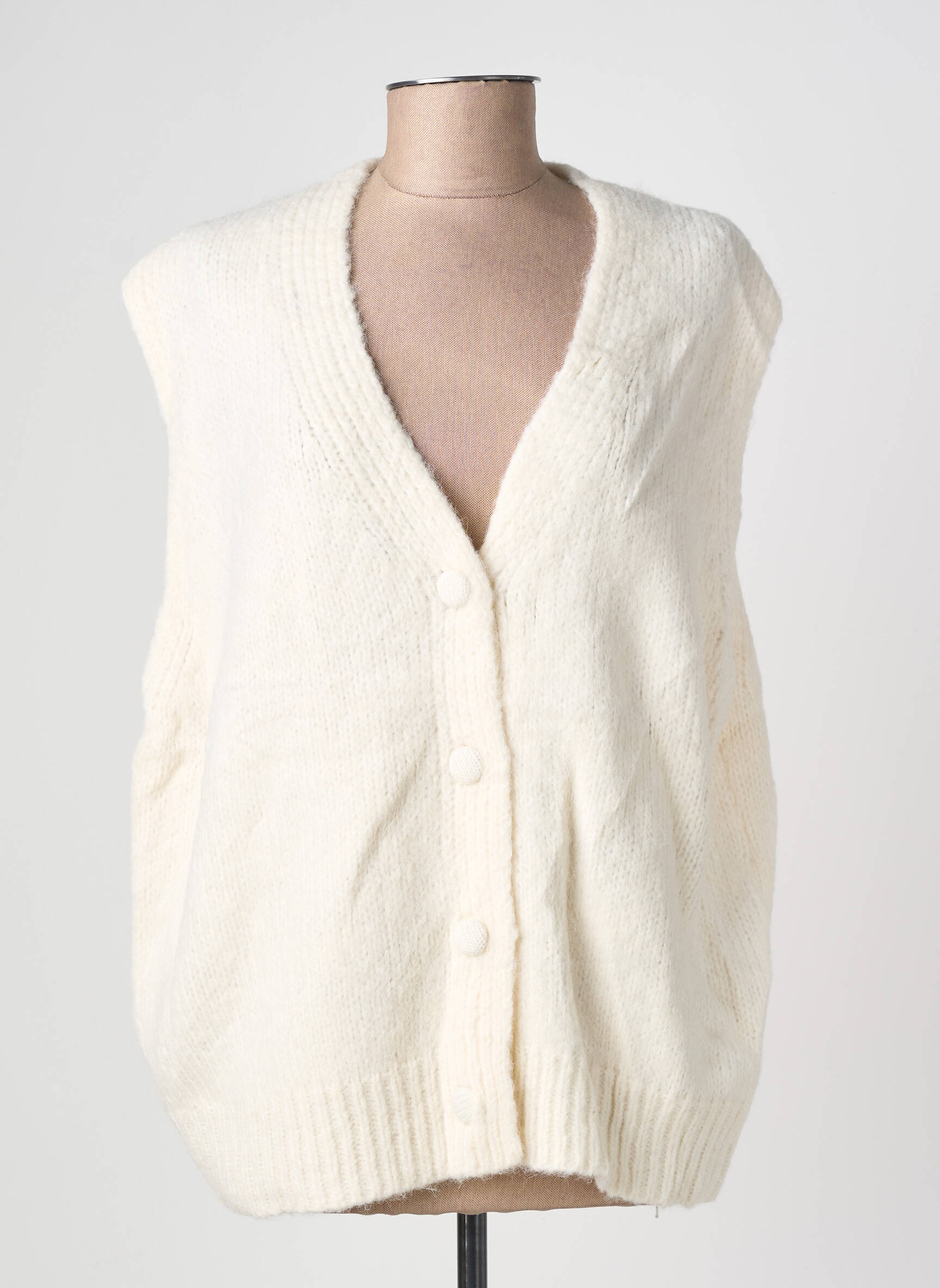 Gilet sans manche coupe droite beige MINA ROSA femme