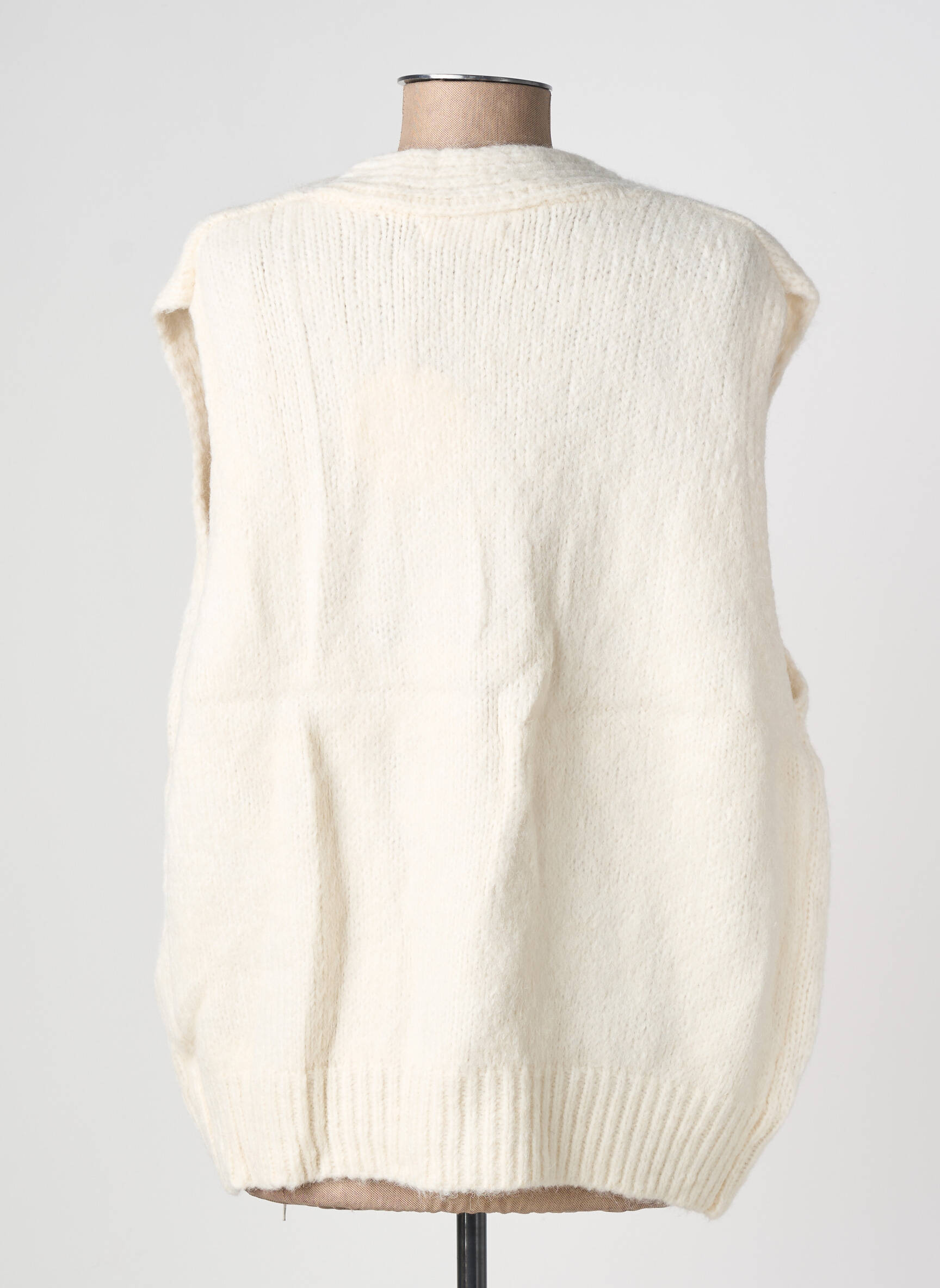 Gilet sans manche coupe droite beige MINA ROSA femme