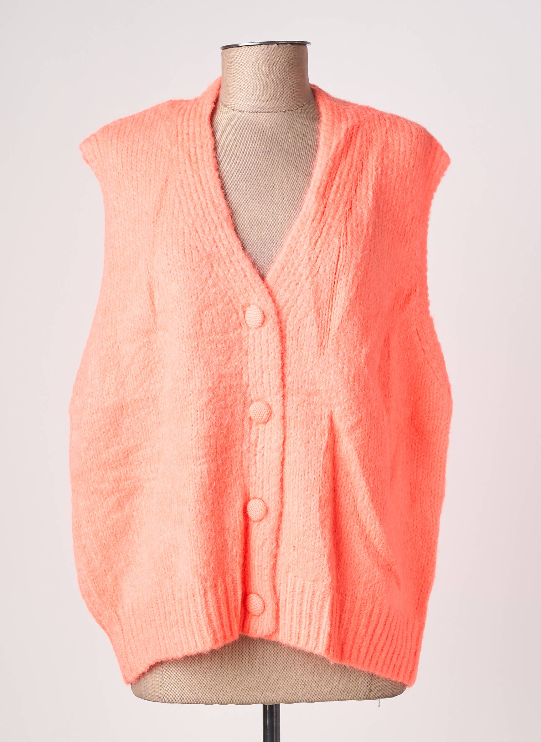 Gilet sans manche coupe droite orange MINA ROSA femme
