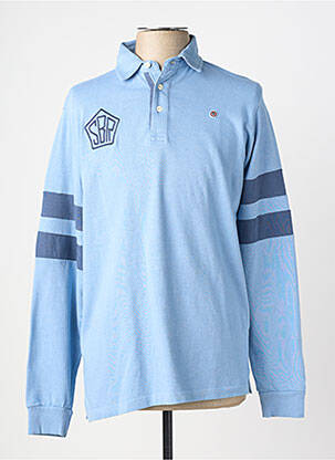 Polo manches longues manches longues bleu SERGE BLANCO homme