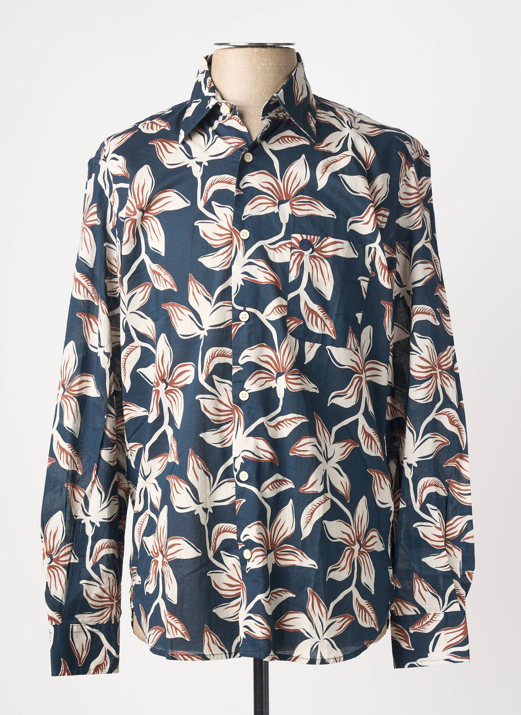 Chemise manches longues poches bleu SERGE BLANCO homme