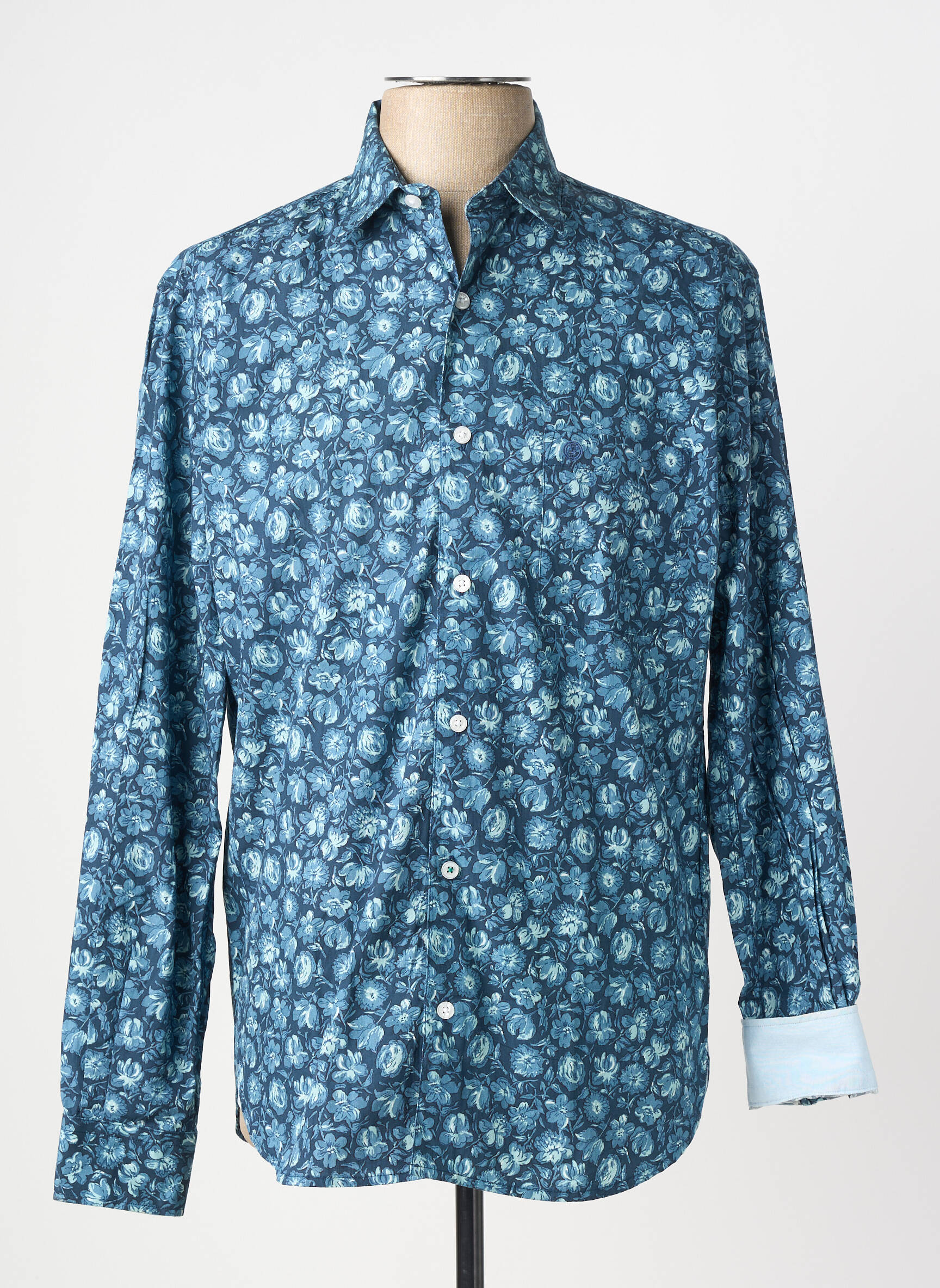 Chemise manches longues poches bleu SERGE BLANCO homme