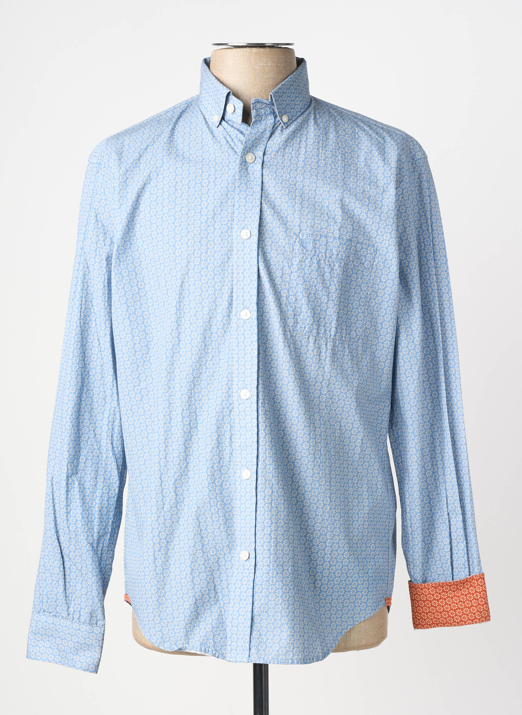 Chemise manches longues poches bleu SERGE BLANCO homme