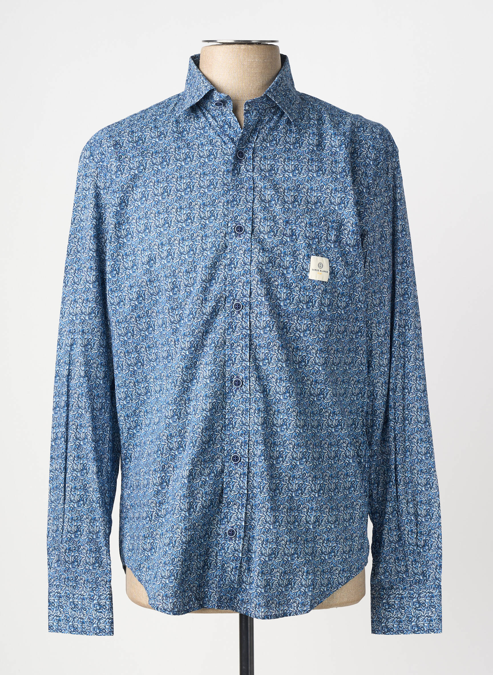 Chemise manches longues poches bleu SERGE BLANCO homme