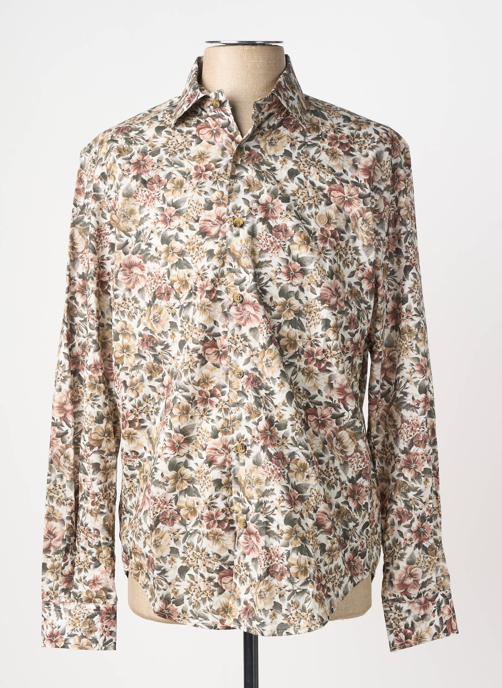 Chemise manches longues coupe cintrée marron SERGE BLANCO homme