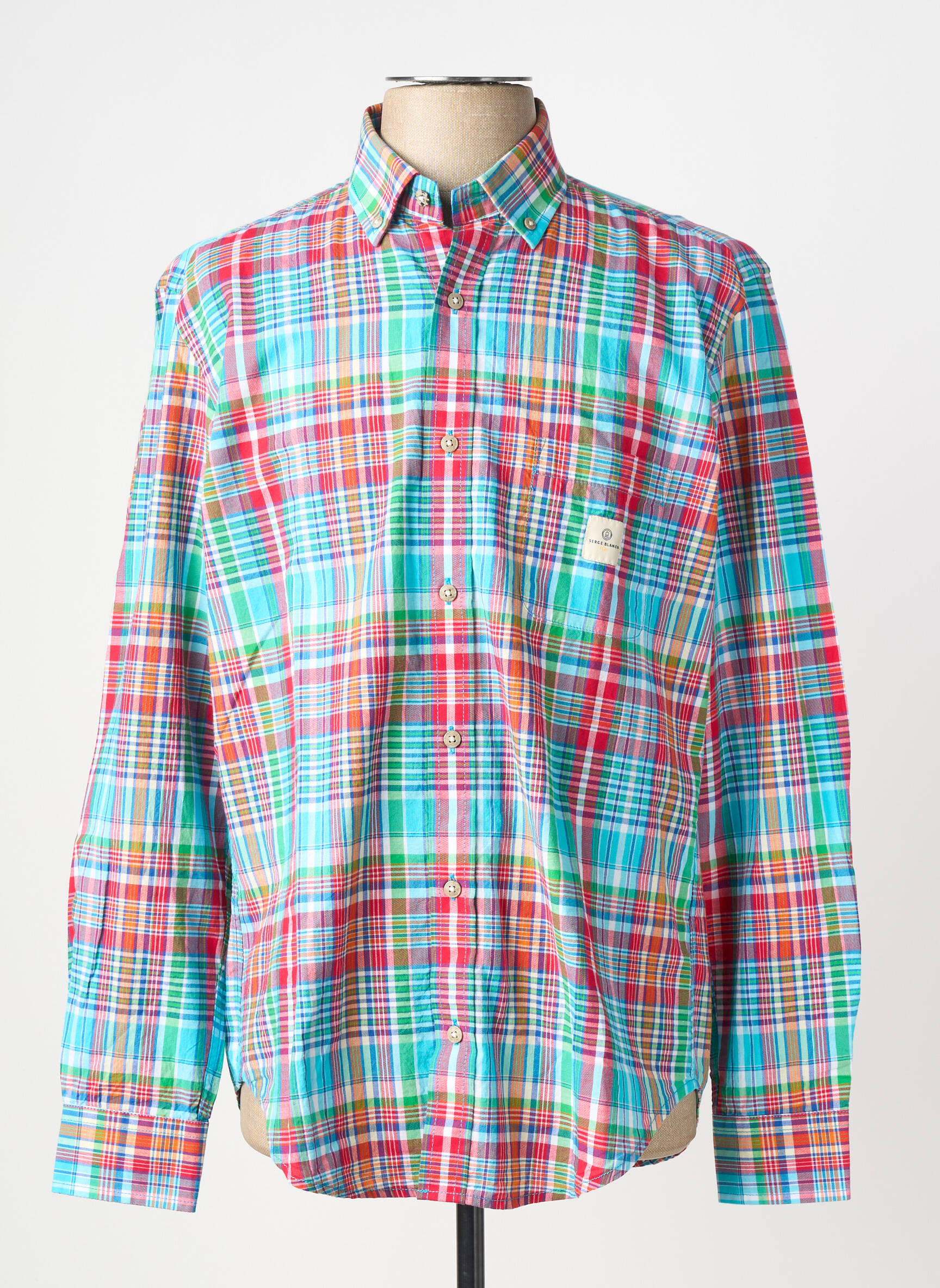 Chemise manches longues poches bleu SERGE BLANCO homme
