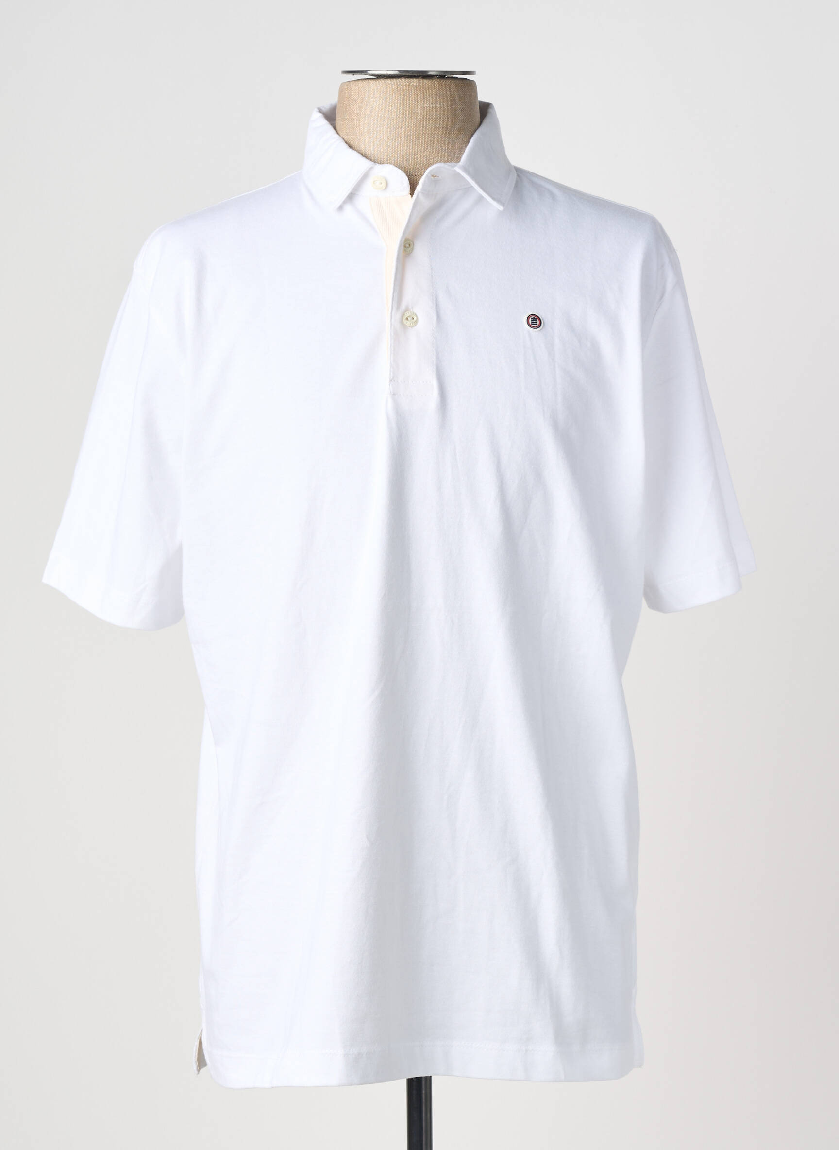 Polo tissage jersey manches courtes blanc SERGE BLANCO homme