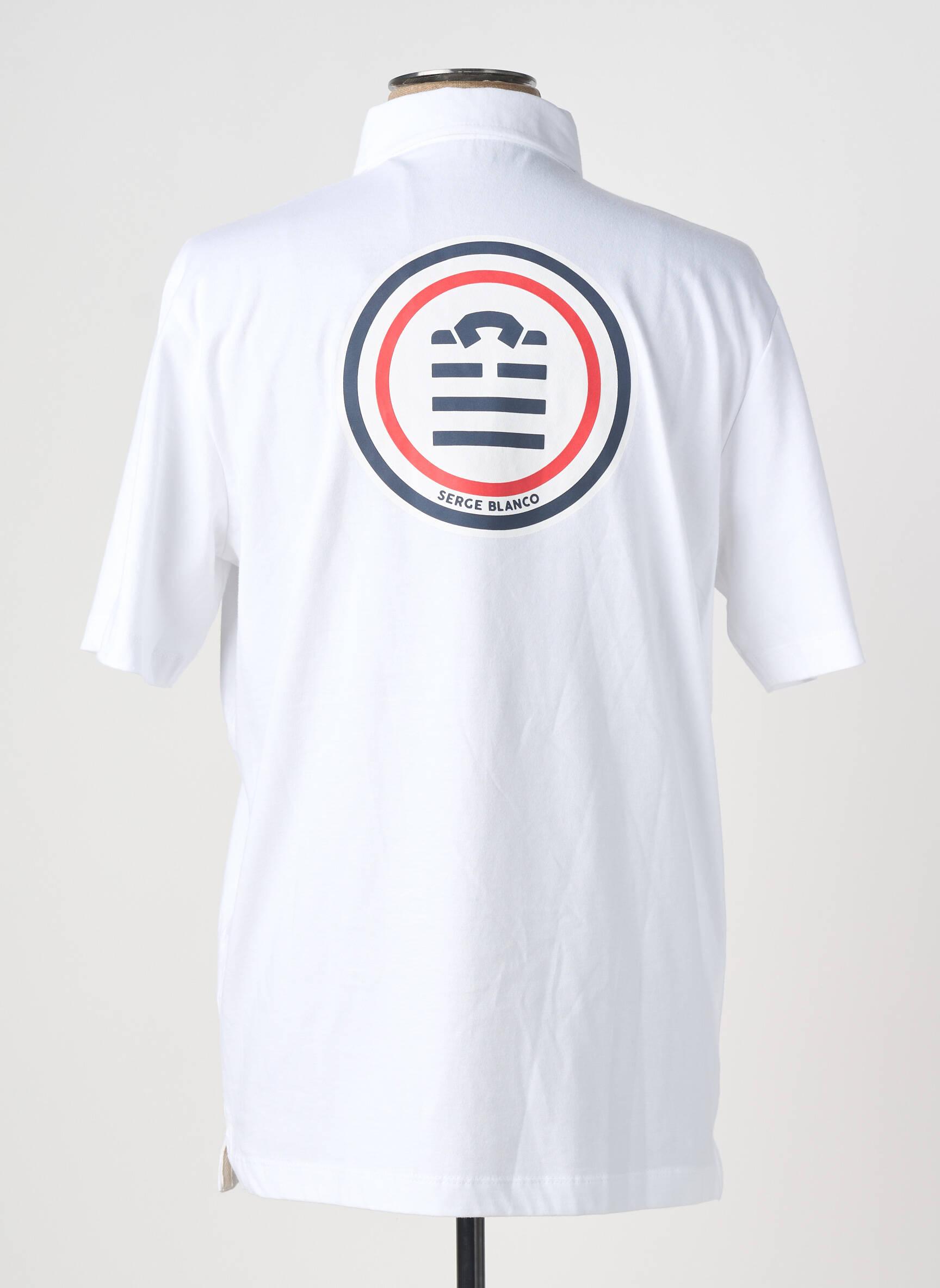 Polo tissage jersey manches courtes blanc SERGE BLANCO homme
