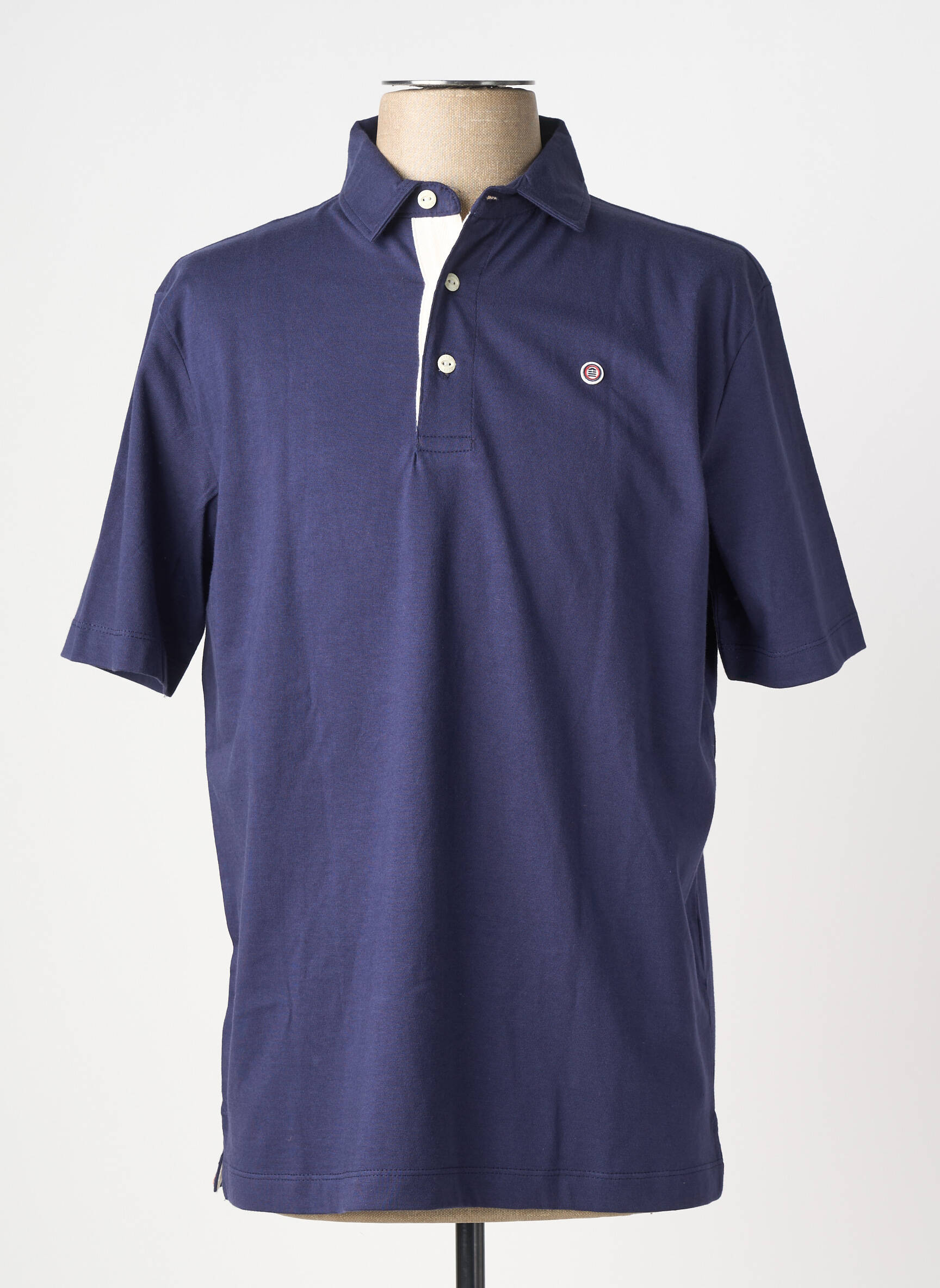 Polo tissage jersey manches courtes bleu SERGE BLANCO homme