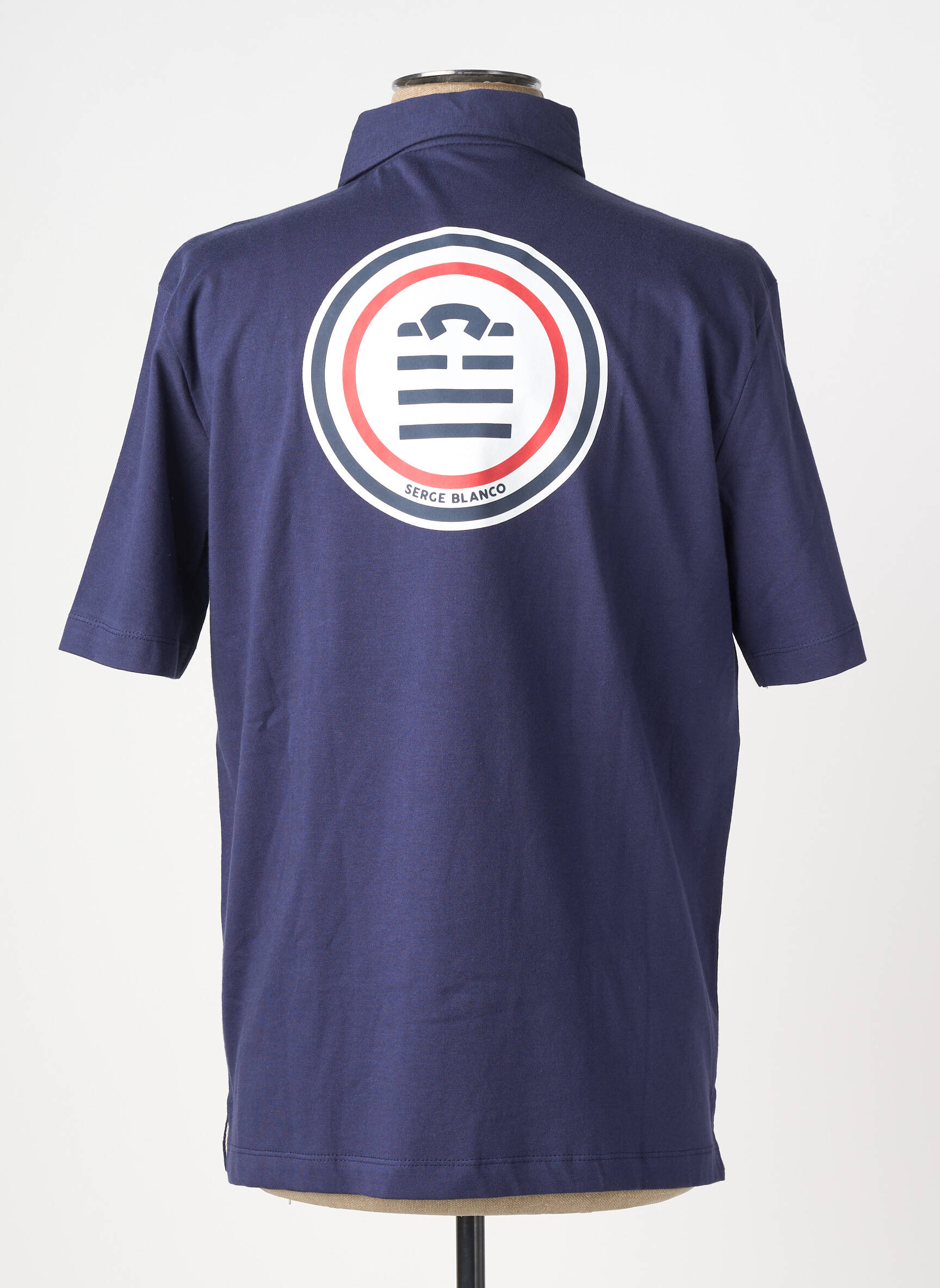 Polo tissage jersey manches courtes bleu SERGE BLANCO homme